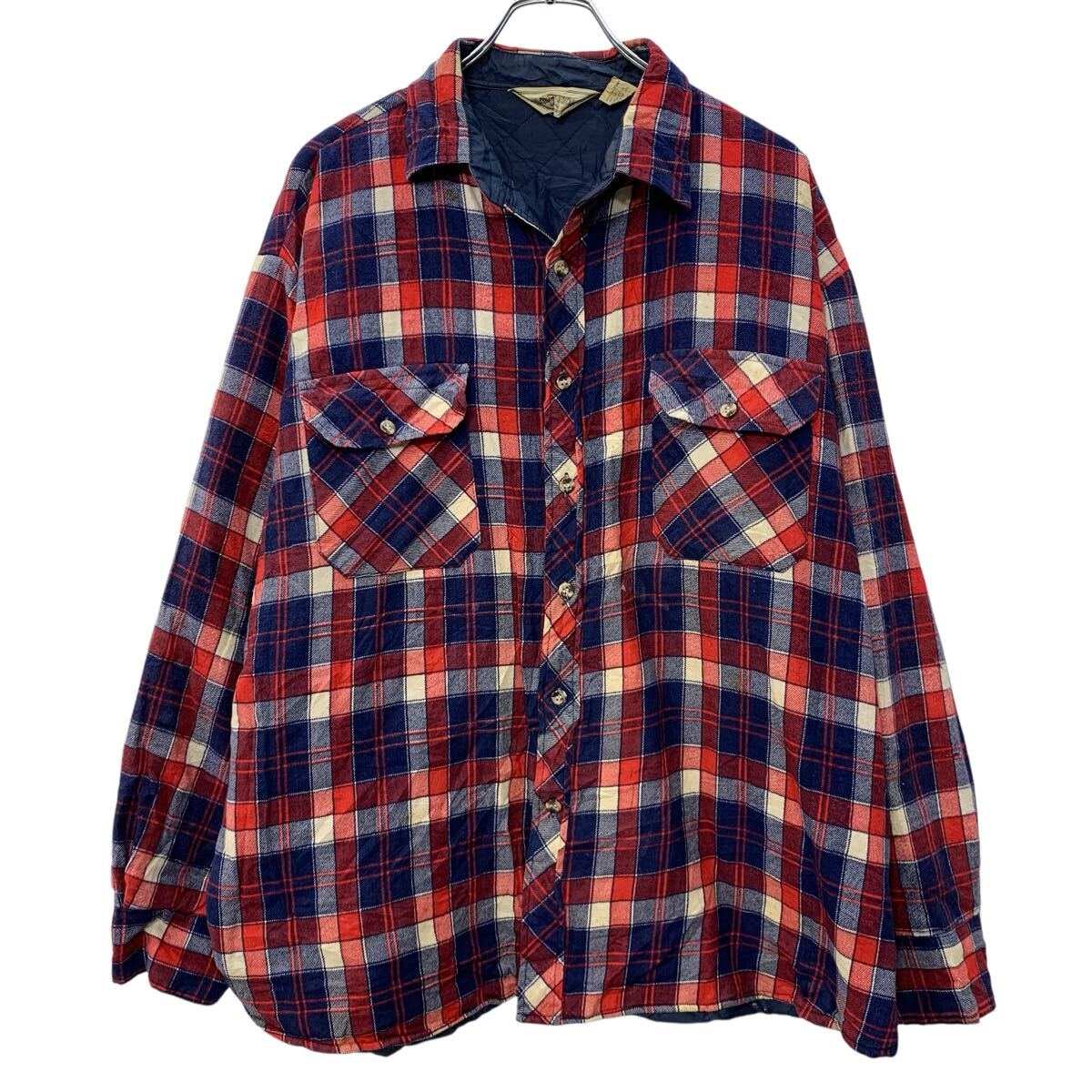 【中古】【古着】 TIMBER RUN BIGMAN 長袖 シャツジャケット XXL レッド マルチカラー ボタン 胸ポケット チェック柄 カジュアル 秋物 a803-5857