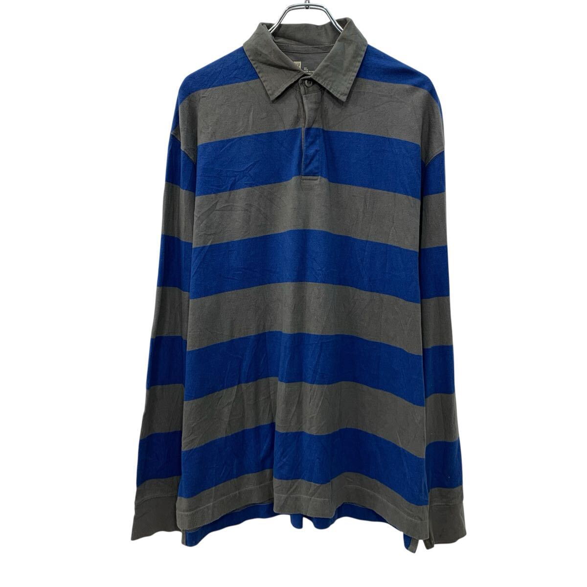 90s オールド GAP ラガーシャツ ボーダー マルチカラー 紺 古着 XL 90s オールド GAP ラガーシャツ ボーダー マルチカラー 紺 古着 XL