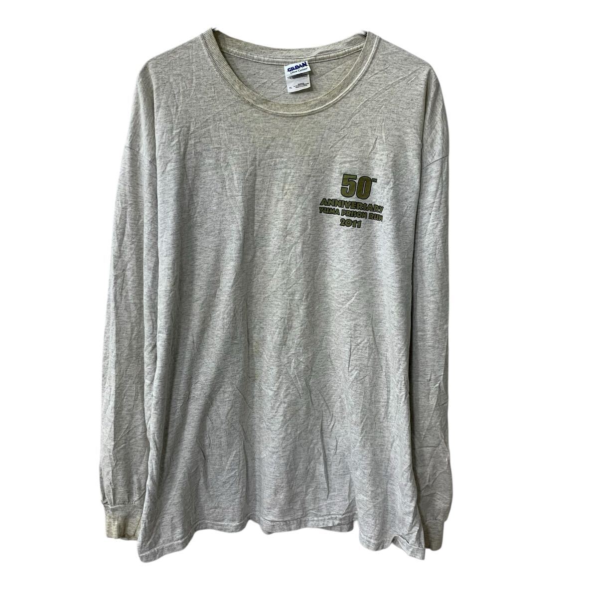 Rakuten - 【中古】【古着】 GILDAN 長袖 プリントTシャツ XL グレー ギルダン プルオーバー バックプリント 50周年記念 アリゾナ ロンT ロングTシャツ 春物 a803-6488