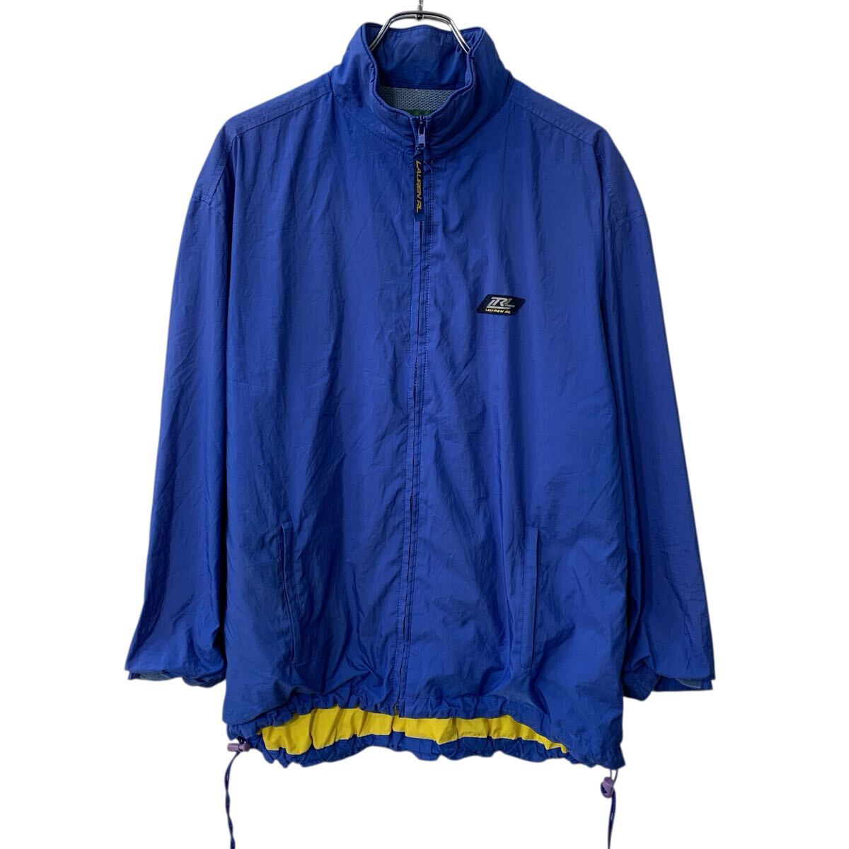 Rakuten - 【中古】【古着】 香港製 LAUREN RALPH LAUREN ブルゾンジャケット L ブルー ローレンラルフローレン ジップアップ ドローコード アウター 春秋物 a804-5017
