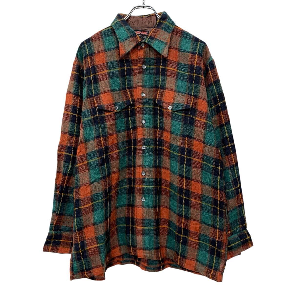 Rakuten - 【中古】【古着】 NORTH TRAIL 長袖 フランネルシャツ XL ブラウン マルチカラー ボタン 襟芯 胸ポケット チェック柄 ネルシャツ アメカジ 秋物 a804-5072