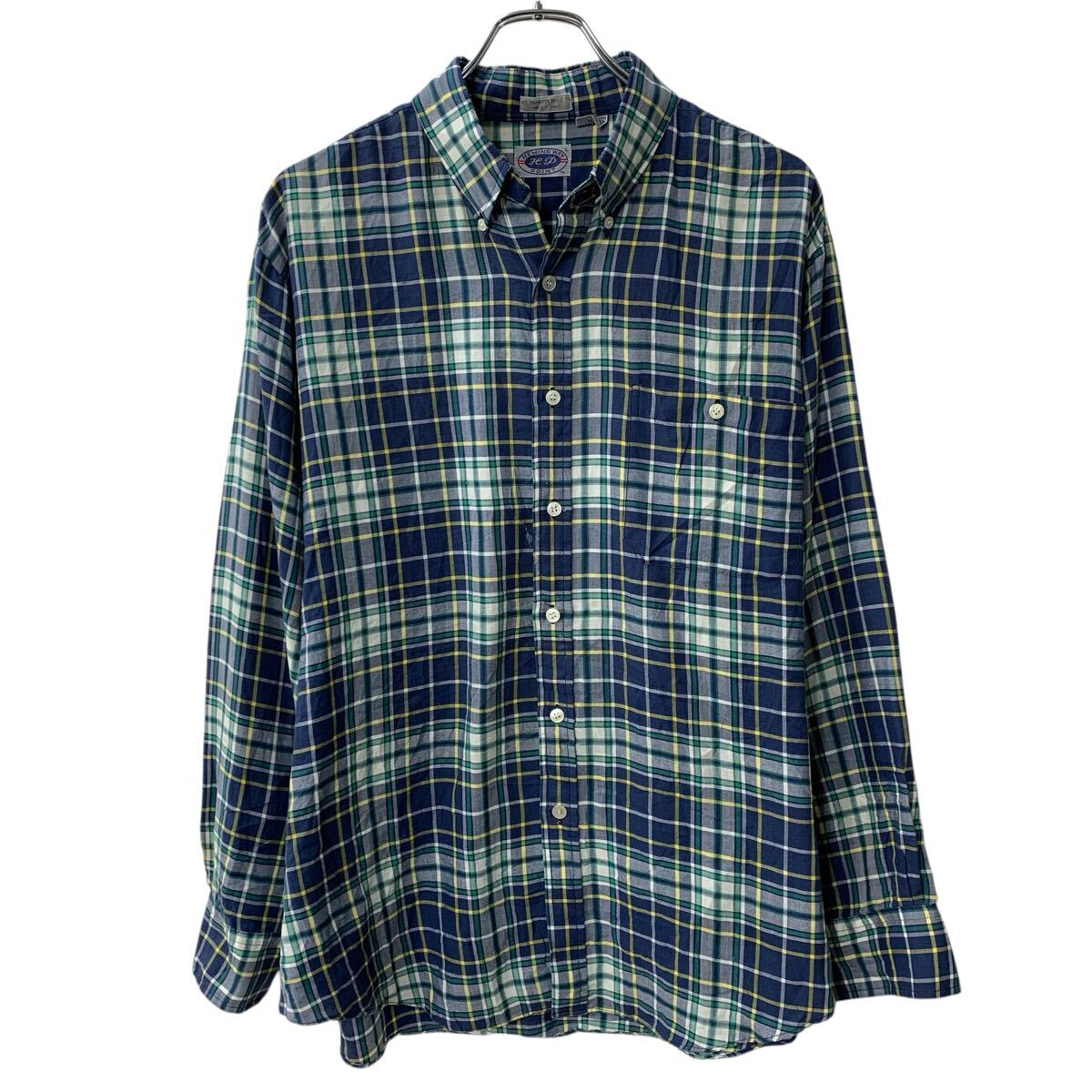  HP HEMING WAY POINT 長袖 チェックシャツ L ネイビー マルチカラー ボタンダウン チェック柄 胸ポケット 長袖シャツ 春物 a804-5207