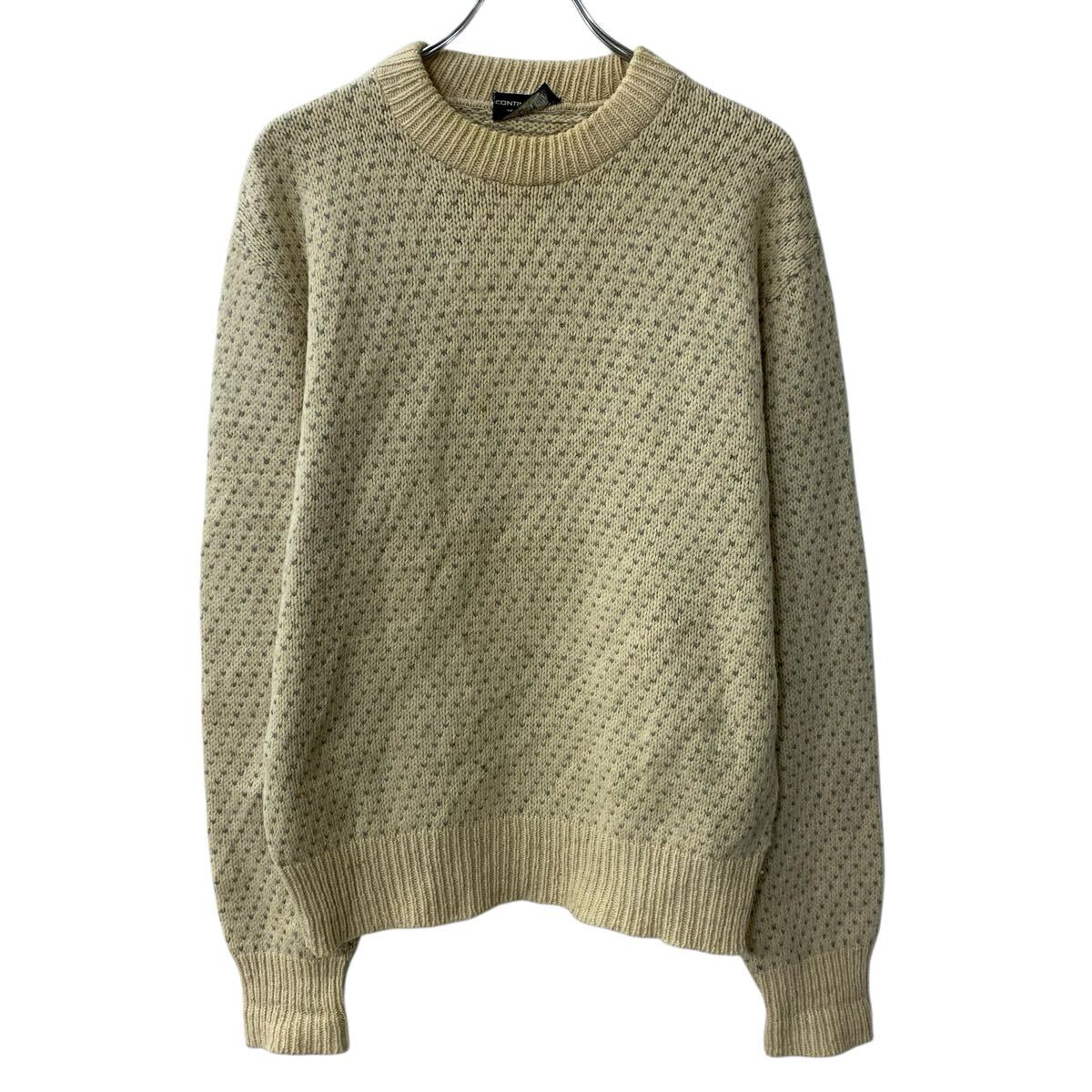 Other - 【中古】【古着】 〜90s USA製 CONTINENTAL ニット セーター L アイボリー プルオーバー 〜90年代 バーズアイ柄 バーズアイ風 総柄 秋冬物 a804-5287