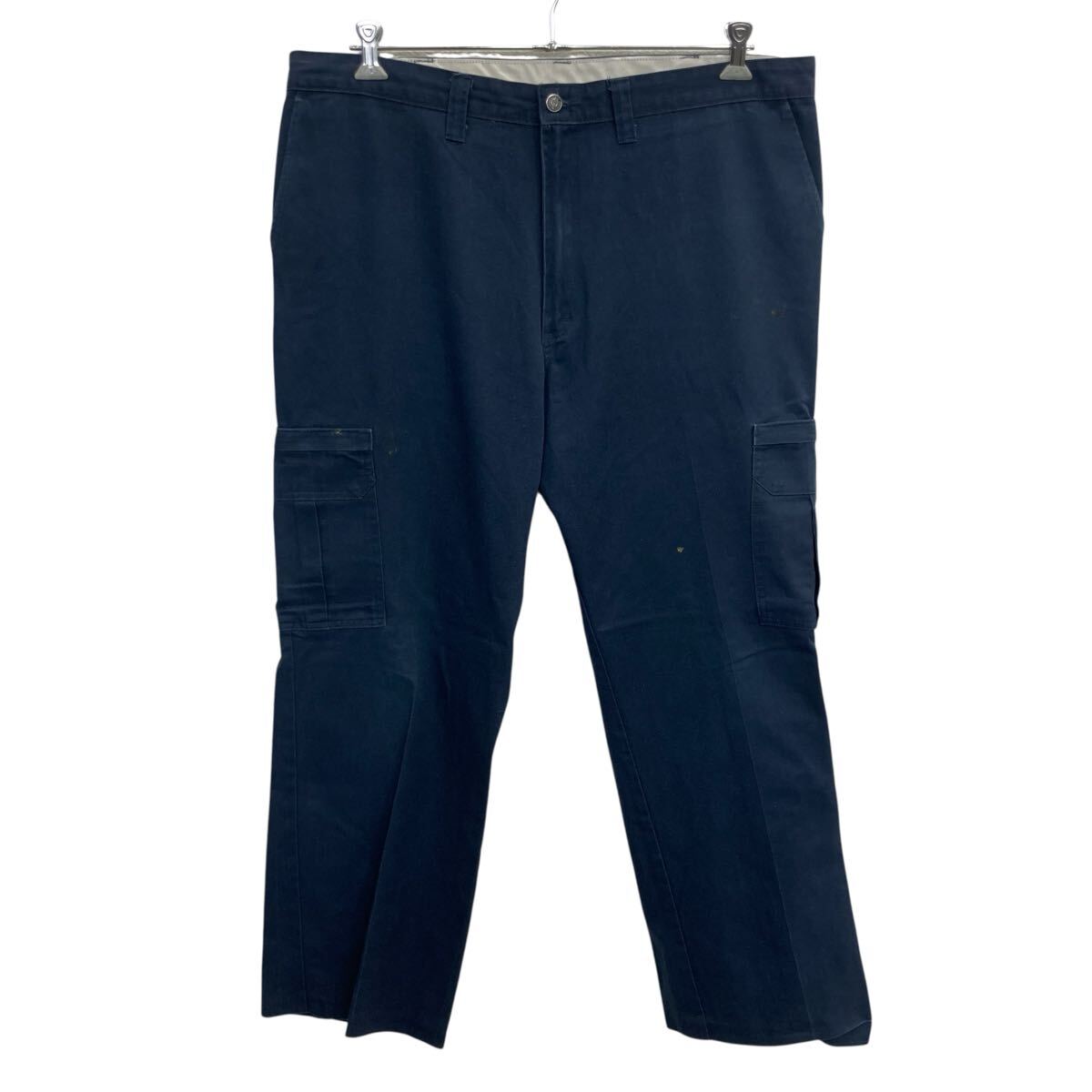 【中古】【古着】 Dickies ワークパンツ W40 ネイビー ディッキーズ ジップアップ カーゴパンツ ビッグサイズ ワークウェア ワーク ボトムス 2604-227