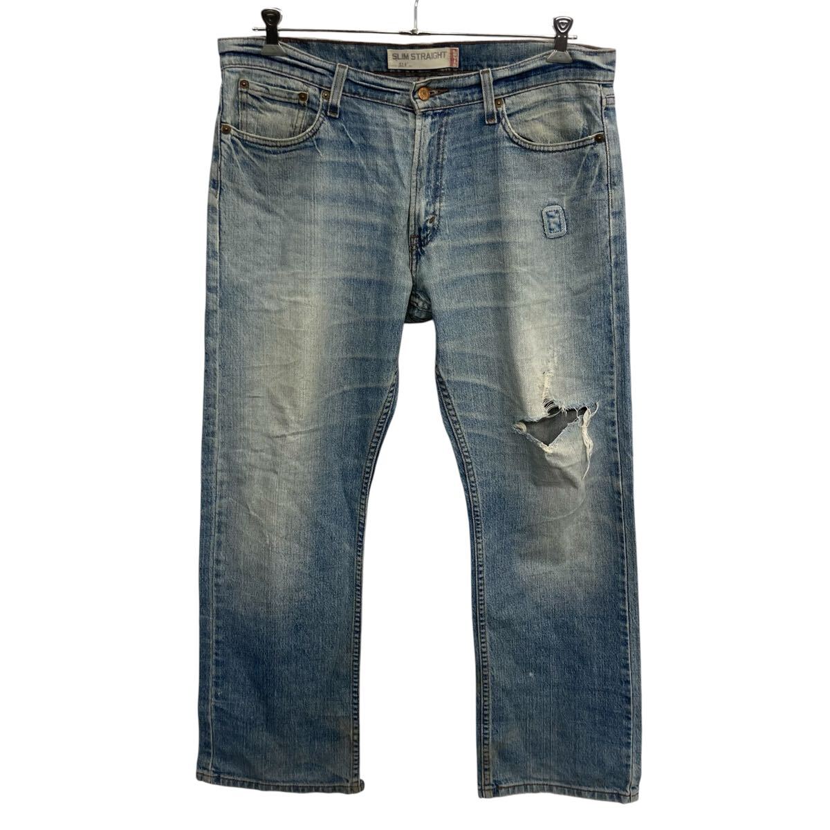 【中古】【古着】 Levi's 514 デニムパンツ W36 ライトブルー リーバイス ジップアップ スリムストレート コインポケット アメカジ デニム ジーンズ 2604-312
