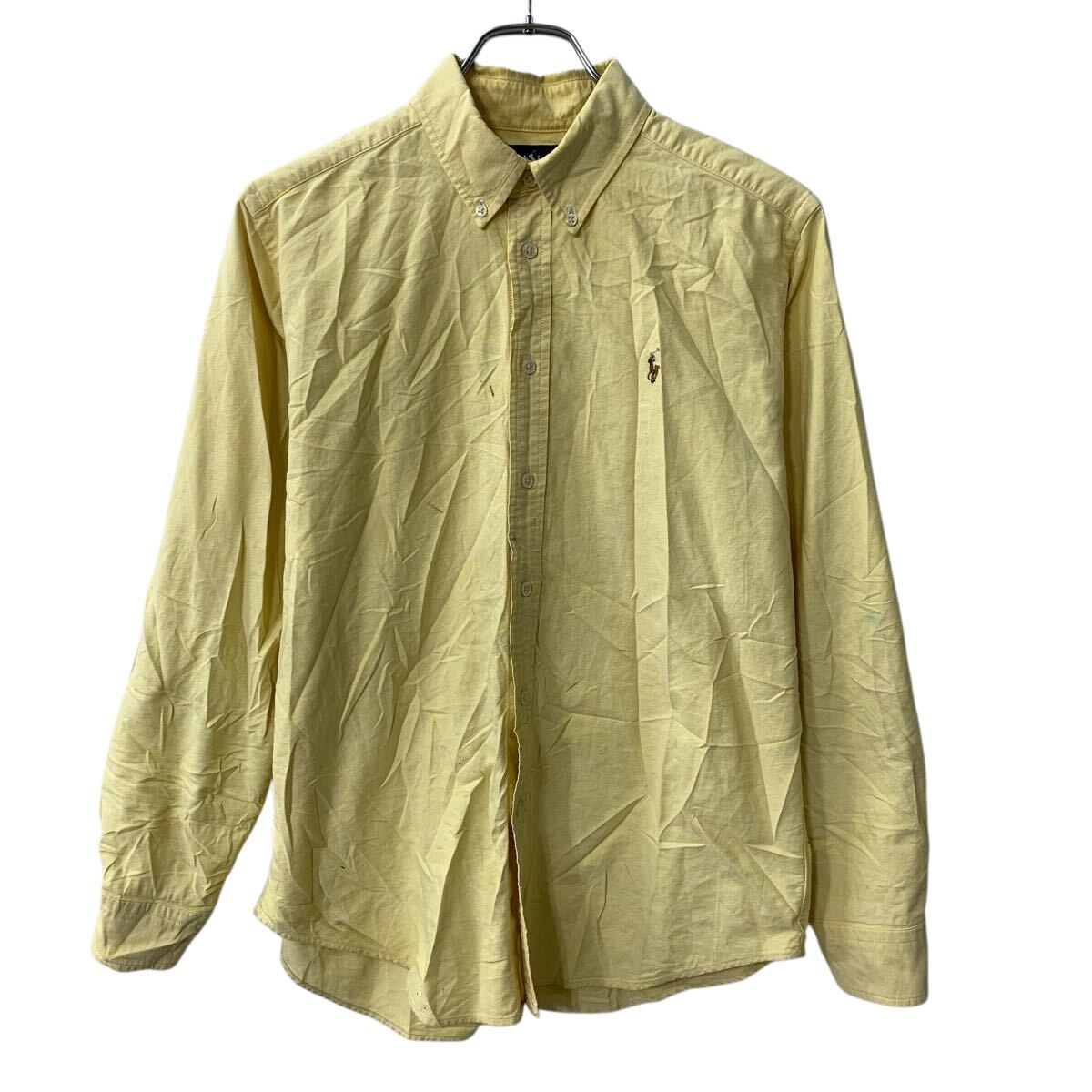 Rakuten - 【中古】【古着】 90s Ralph Lauren 長袖 無地シャツ S イエロー ラルフローレン ボタンダウン 90年代 ポニー刺繍 長袖シャツ 春物 a804-5463