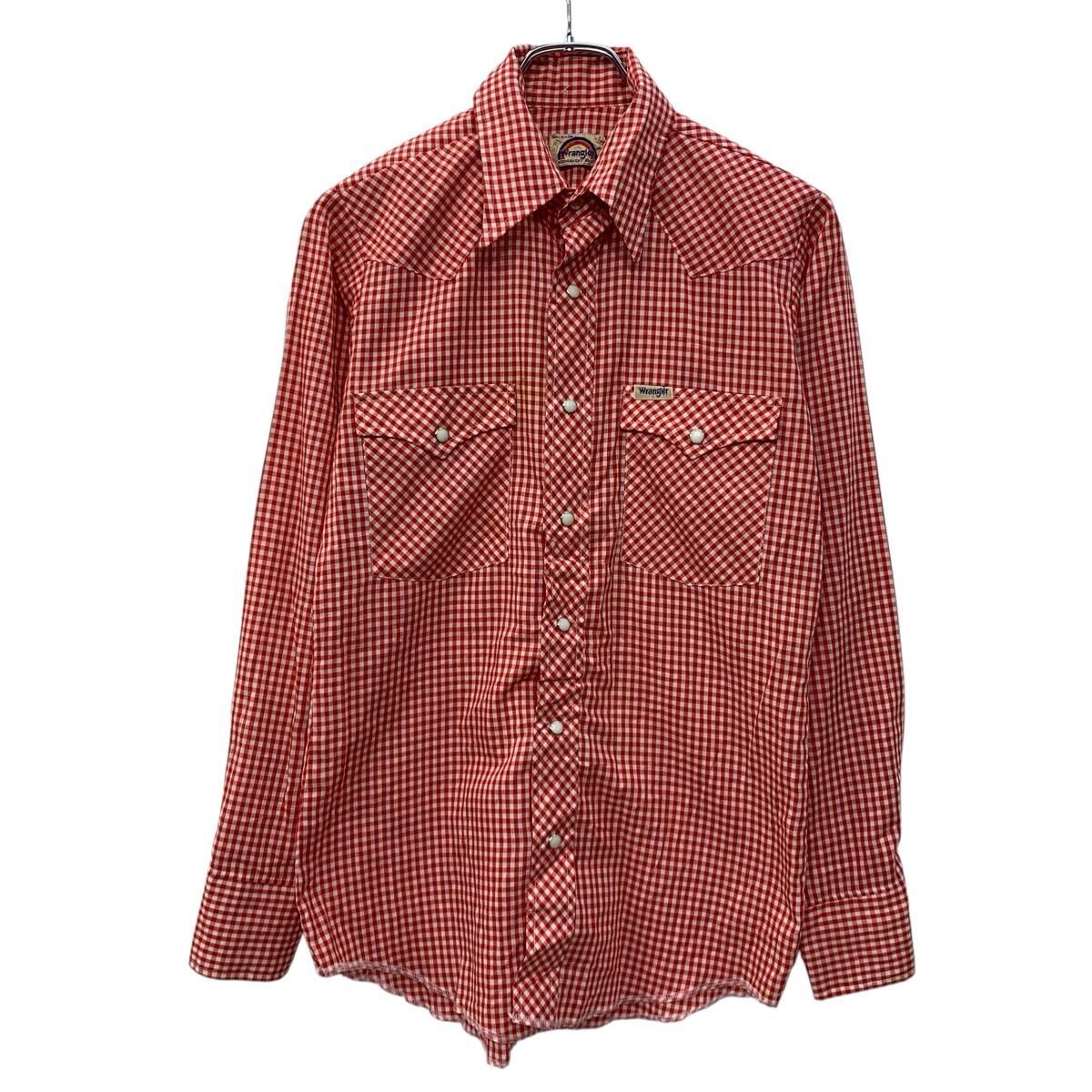 【中古】【古着】 70〜80s USA製 Wrangler 長袖 チェックシャツ XL ユース ラングラー スナップボタン 〜80年代 レインボータグ 春物 a..