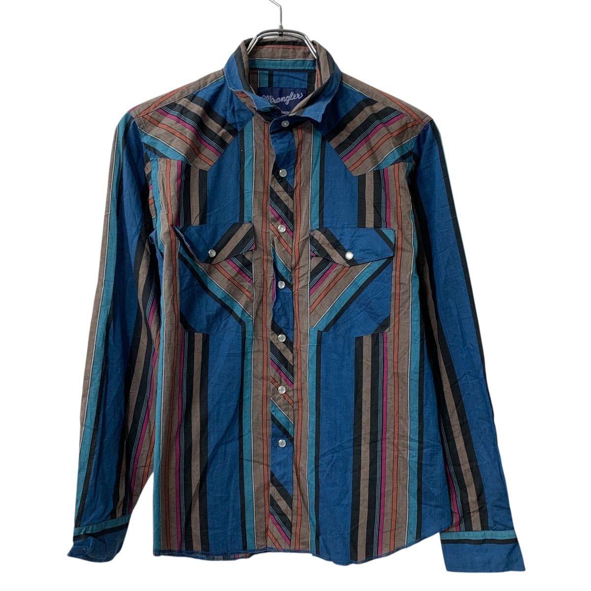 【中古】【古着】 Wrangler 長袖 ウエスタンシャツ ユース XL ブルー マルチカラー...