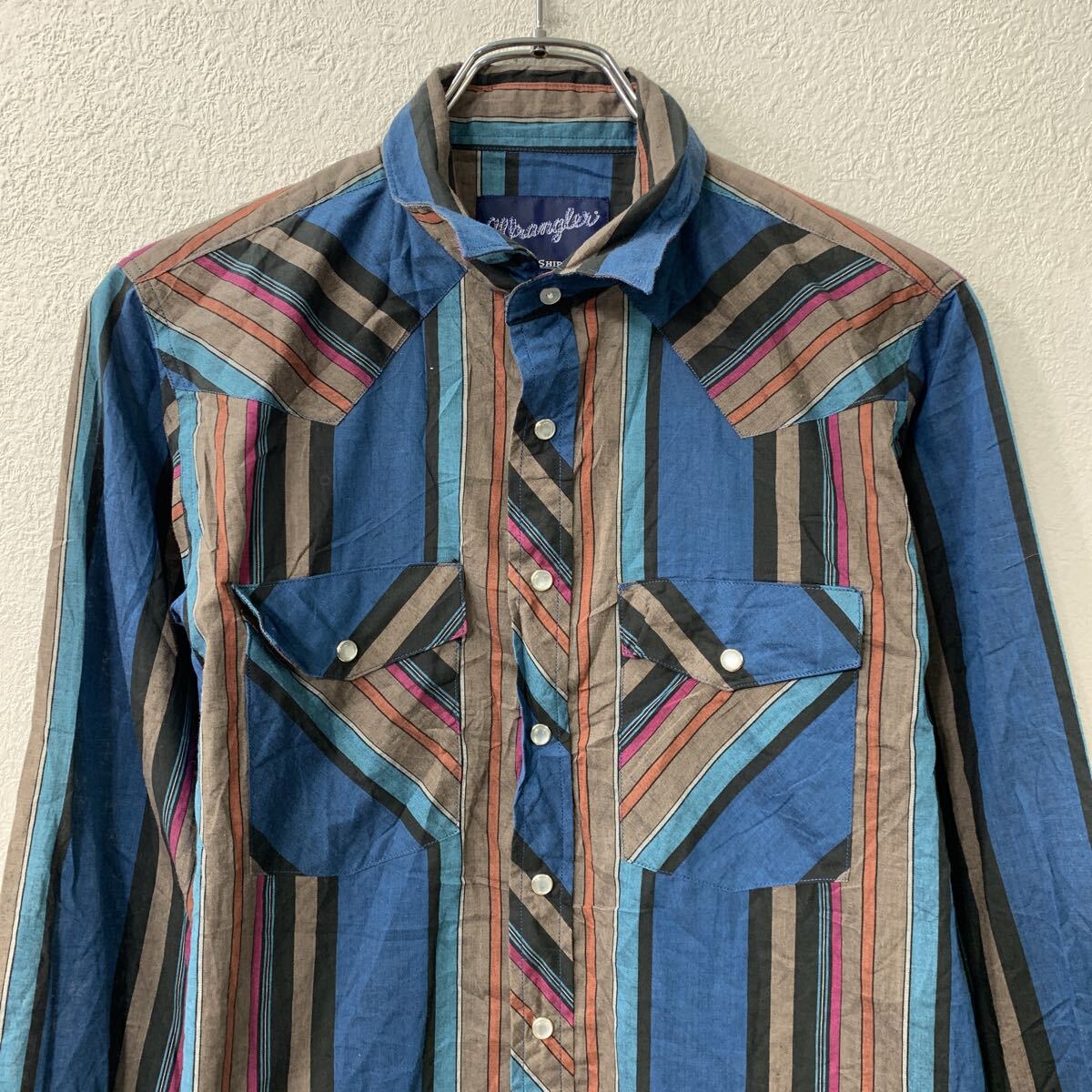 【中古】【古着】 Wrangler 長袖 ウエスタンシャツ ユース XL ブルー マルチカラー...