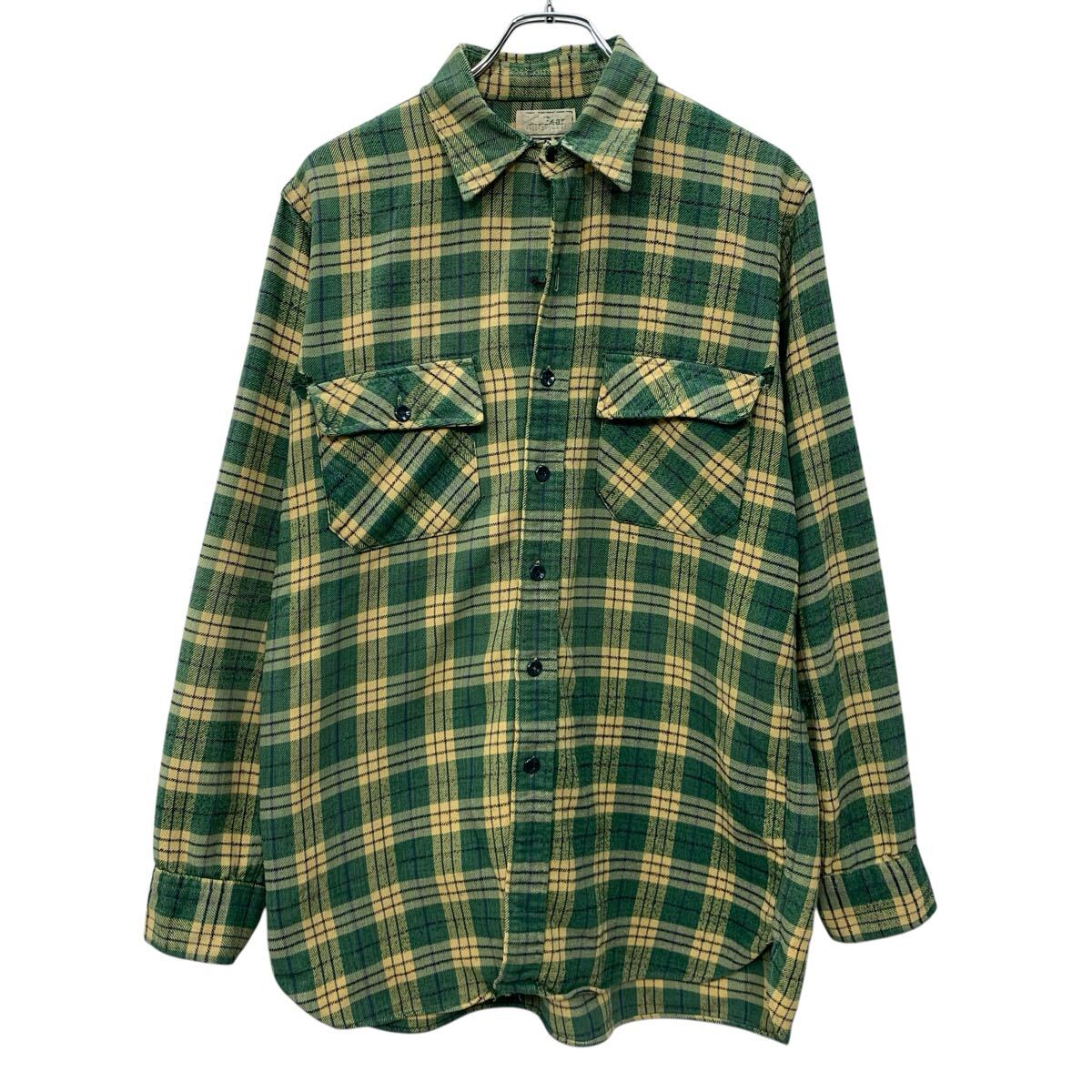 【中古】【古着】 〜90s L.L.Bean 長袖 フランネルシャツ XL〜 グリーン エルエルビーン ボタン 胸ポケット 90年代 チェック柄 ネルシャツ 春秋物 a804-5989