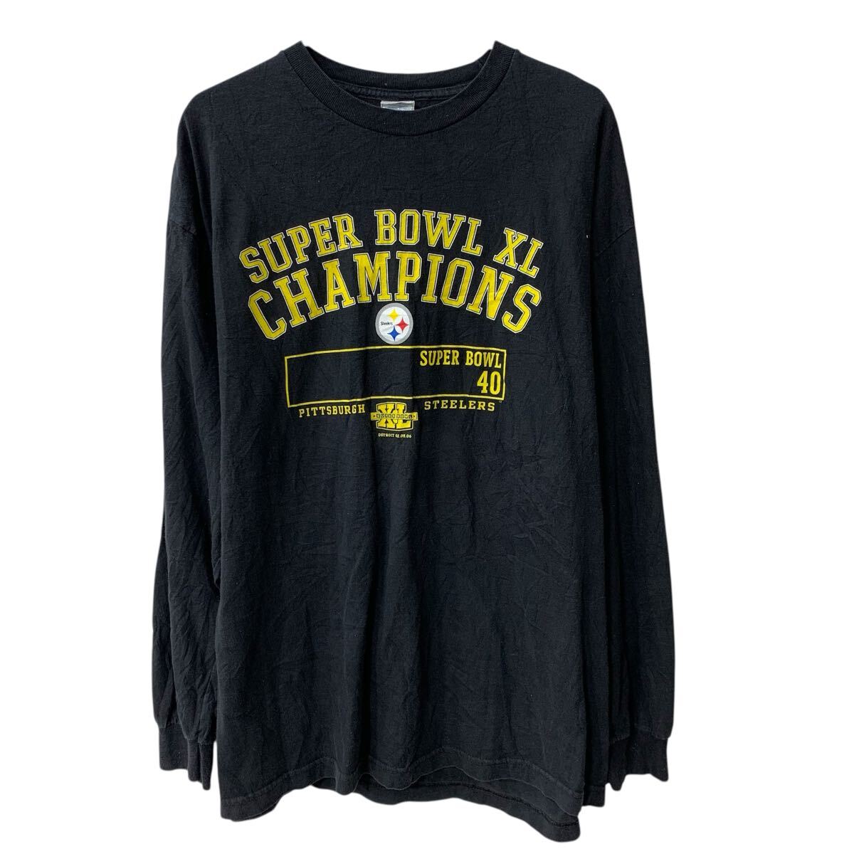  メキシコ製 ALSTYLE APPAREL & ACTIVEWEAR 長袖 プリントTシャツ XL ブラック SUPER BOWL ロンT ロングT 春夏物 a804-6030
