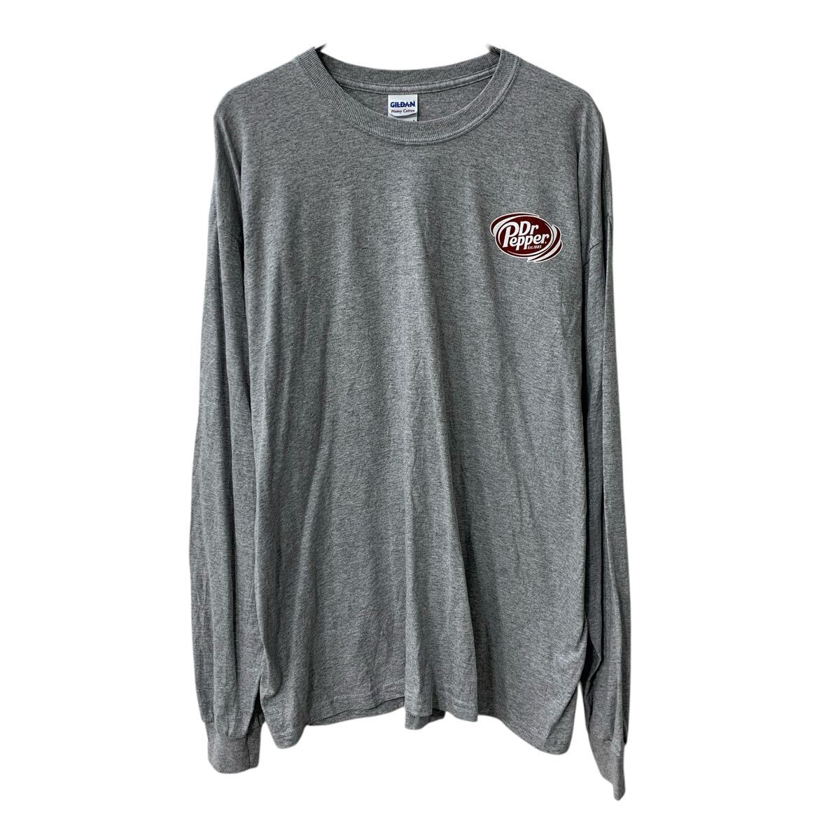 Rakuten - 【中古】【古着】 GILDAN 長袖 プリントTシャツ XL グレー ギルダン プルオーバー Dr Pepper ドクターペッパー 両面プリント ロンT ロングT 春物 a804-6108