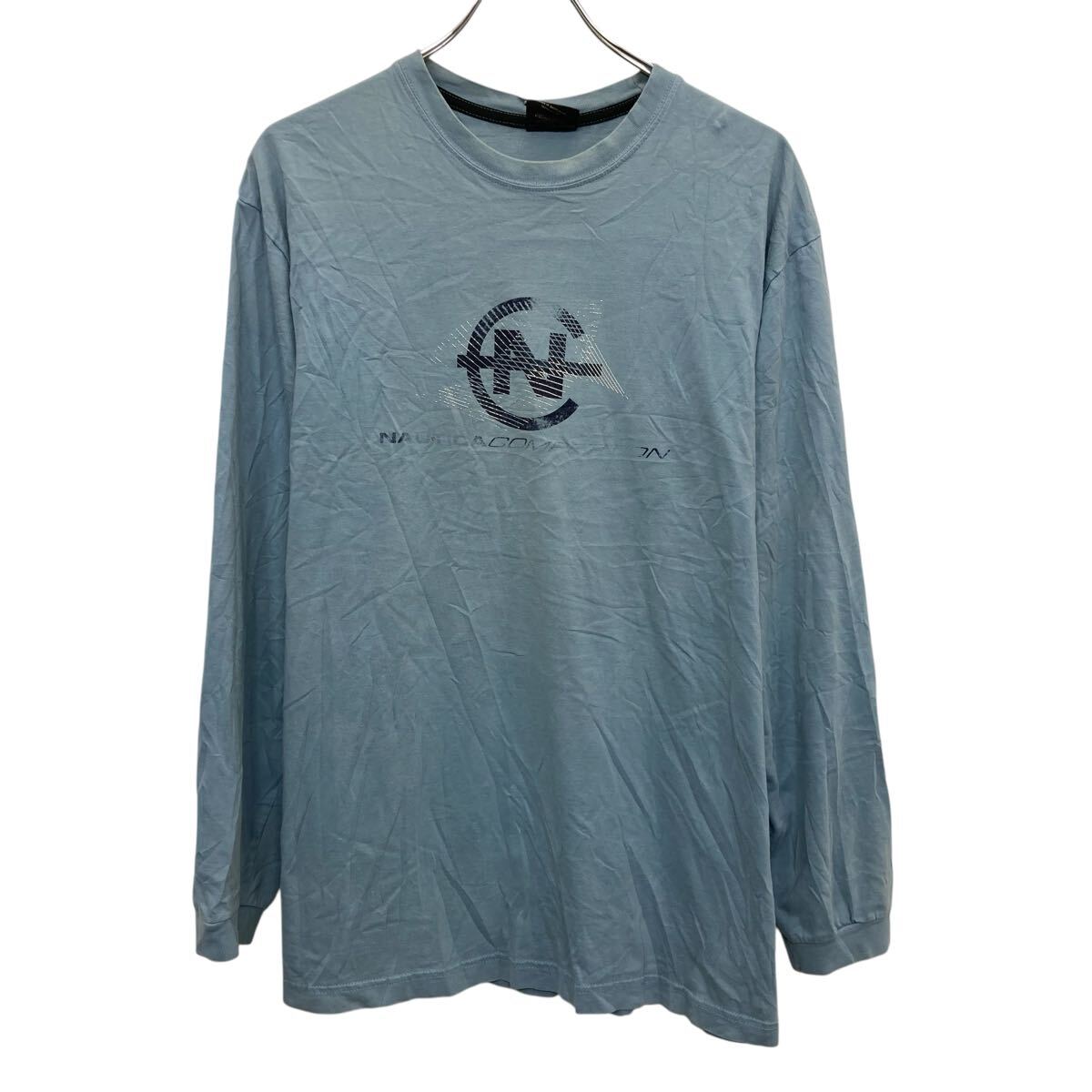 NAUTICA COMPETITION 長袖 プリントTシャツ XL ライトブルー ノーティカコンペティション プルオーバー ロンT ロングT 春物 a804-6568