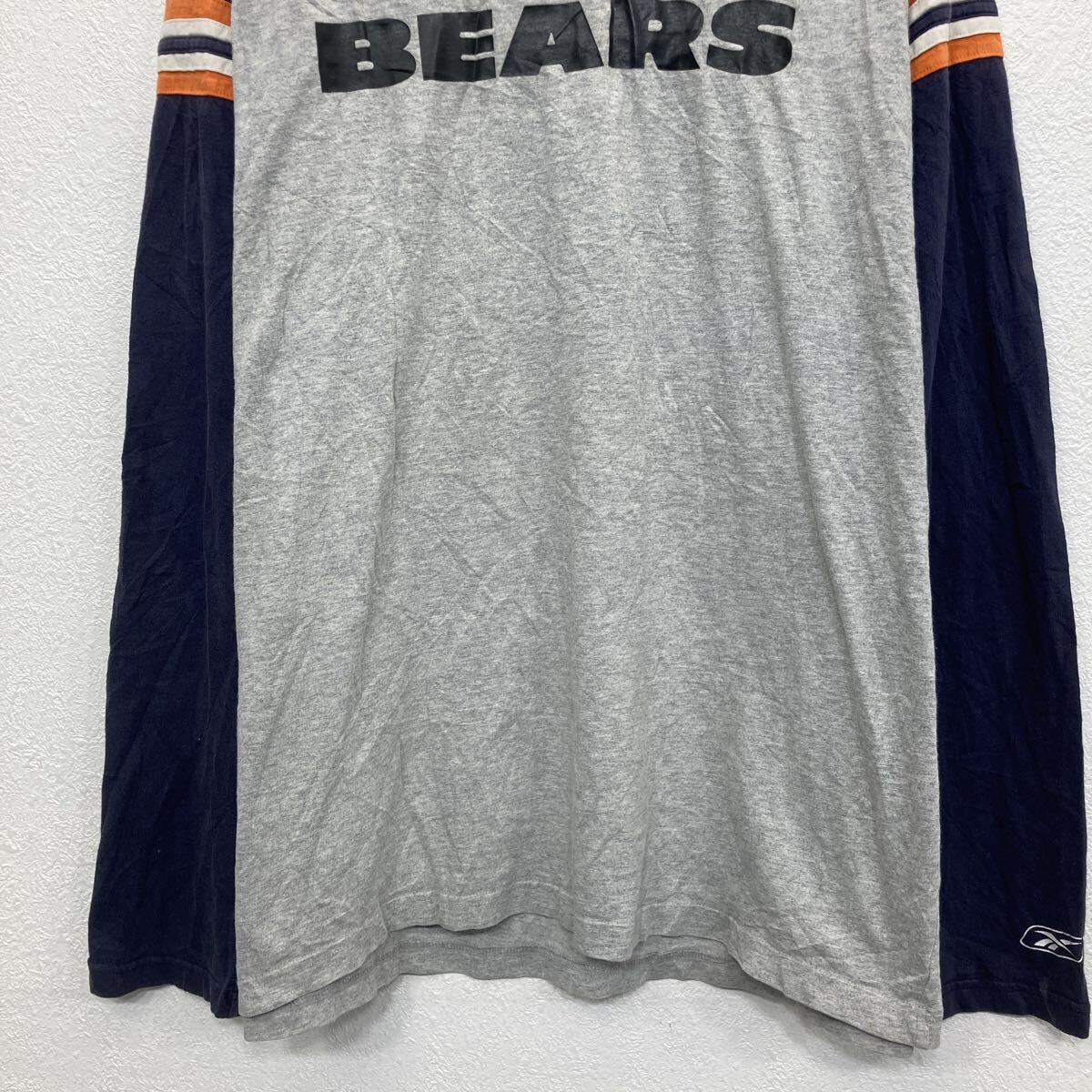 古着屋DENの【中古】【古着】 Reebok 長袖 プリントTシャツ XL グレー ネイビー リーボック プルオーバー ラグラン NFL BEARS ロンT ロングT 春物 a804-6636｜アングル3