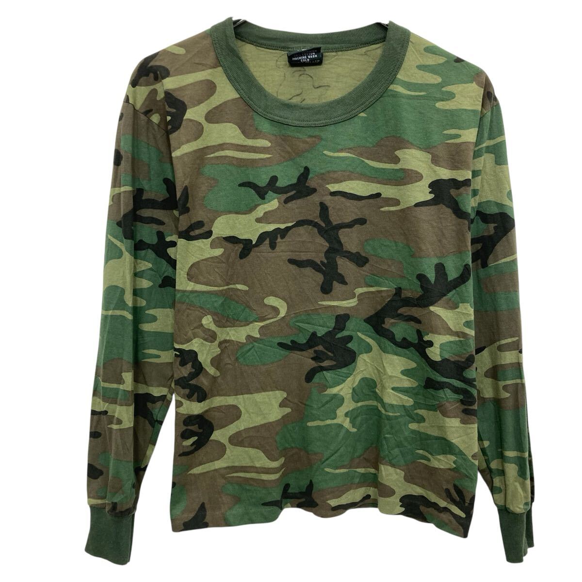 Rakuten - 【中古】【古着】 ROTHCO 長袖 総柄Tシャツ XL キッズ グリーン ロスコ JR.G.I プルオーバー 迷彩 ウッドランドカモ ロンT ロングT 春物 a804-6644