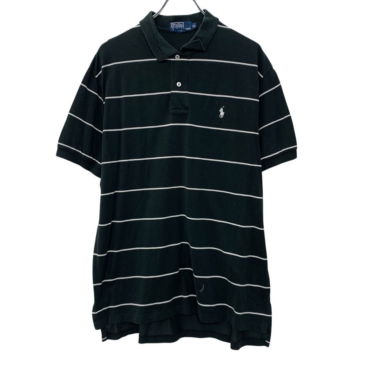 Rakuten - 【中古】【古着】 90s POLO by RALPH LAUREN 半袖 ポロシャツ XL ブラック ホワイト ポロバイラルフローレン ハーフボタン 90年代 ポニー刺繍 夏物 a805-5225