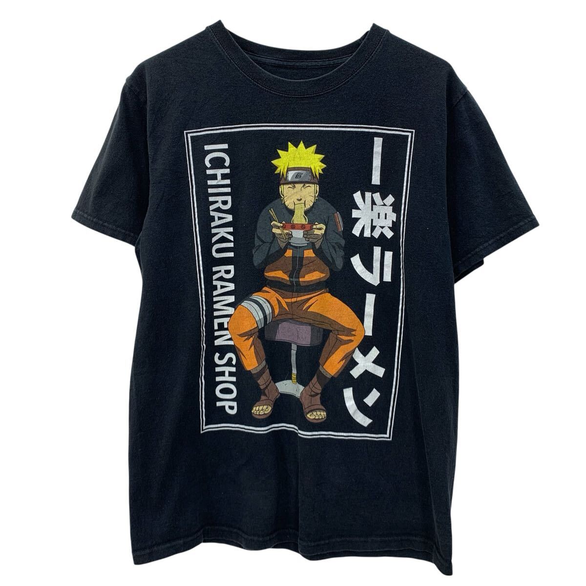  半袖 キャラクターTシャツ S〜 ブラック プルオーバー ナルト アニメ うずまきナルト プリントTシャツ ビッグプリント 夏物 a805-5796
