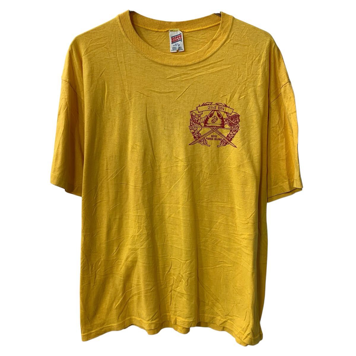  USA製 SOFFE SHIRTS 半袖 プリントTシャツ XL イエロー プルオーバー ワンポイント カットソー 夏物 a805-6150
