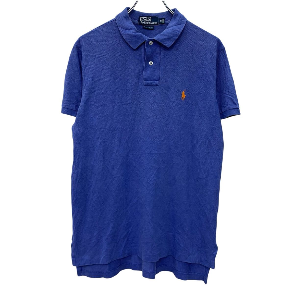 【中古】【古着】 90s POLO by RALPH LAUREN 半袖 ポロシャツ M ブルー ポロバイラ...