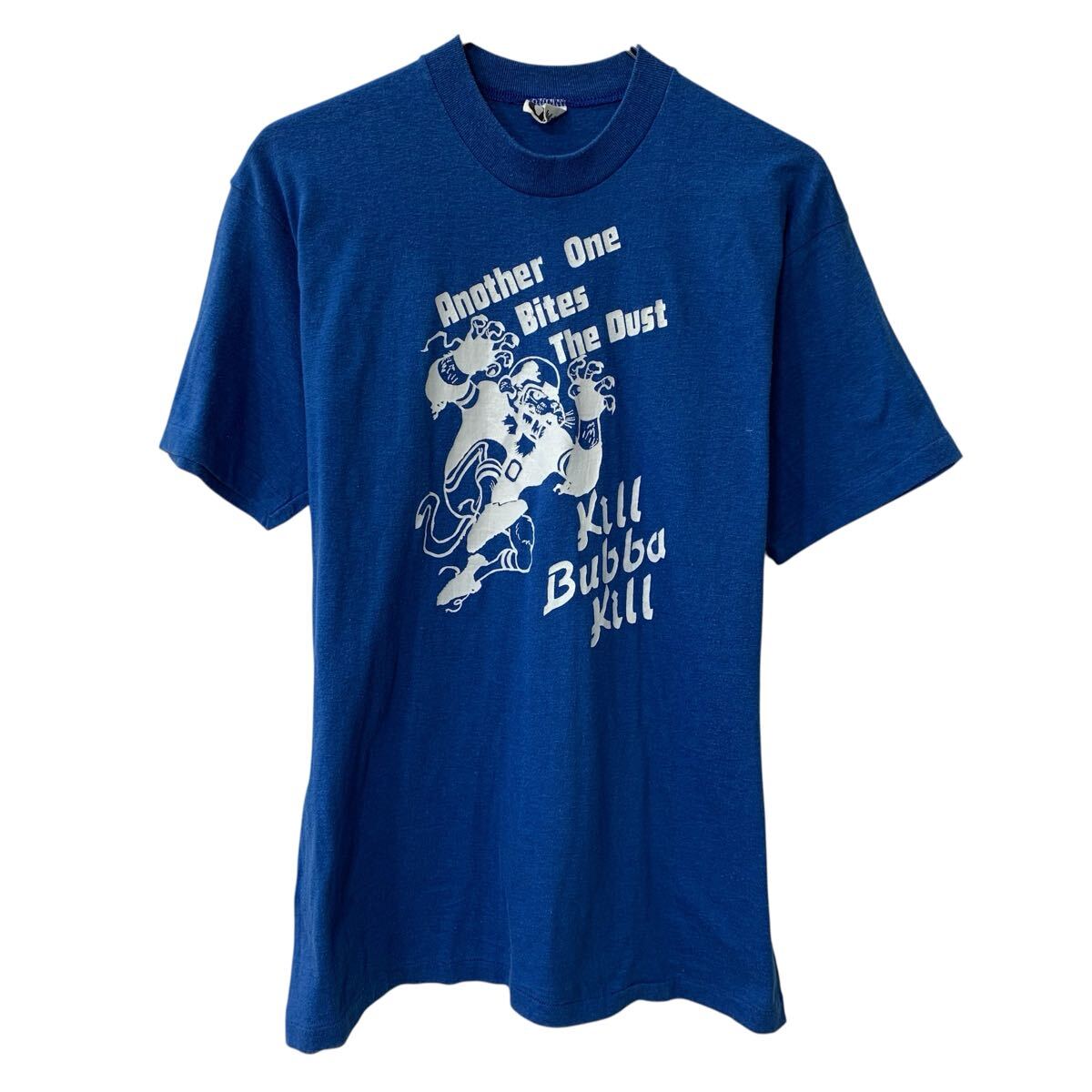 Rakuten - 【中古】【古着】 80s USA製 downerwear 半袖 プリントTシャツ XL ブルー プルオーバー 80年代 ビッグプリント コットンポリ カットソー 夏物 a805-6663