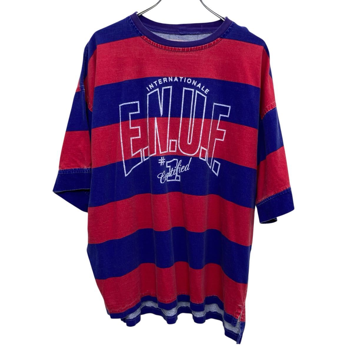 Rakuten - 【中古】【古着】 ~00s USA製 e.n.u.f 半袖 プリントTシャツ L レッド ネイビー イナフ プルオーバー ~00年代 ボーダー カットソー 夏物 a805-6846