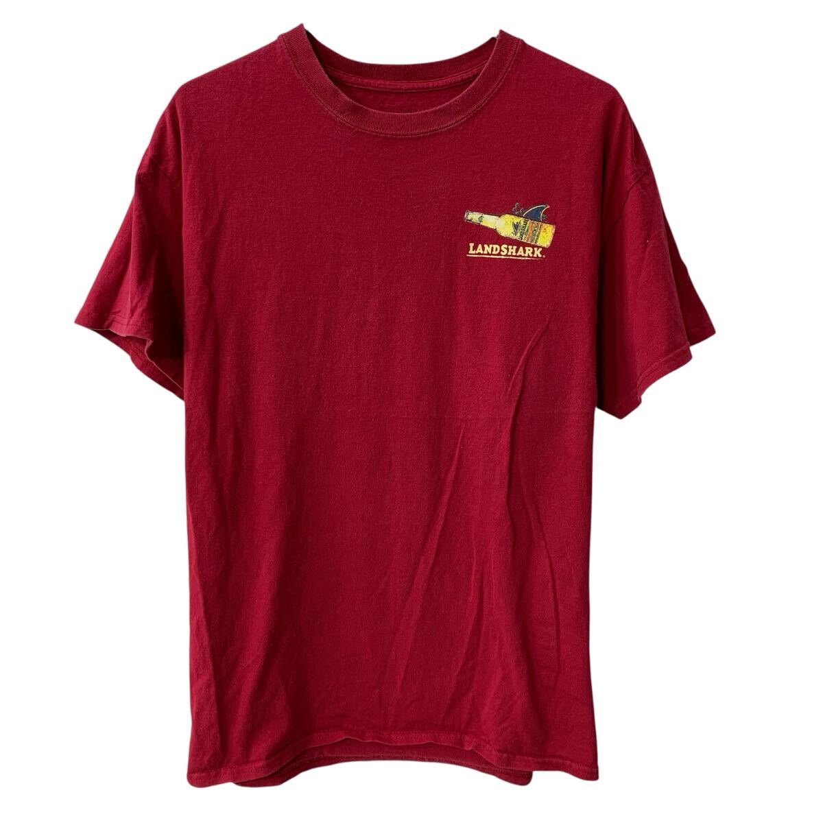  メキシコ製 LANDSHARK 半袖 プリントTシャツ L レッド プルオーバー 両面プリント ビッグプリント コットン カットソー 夏物 a806-5056