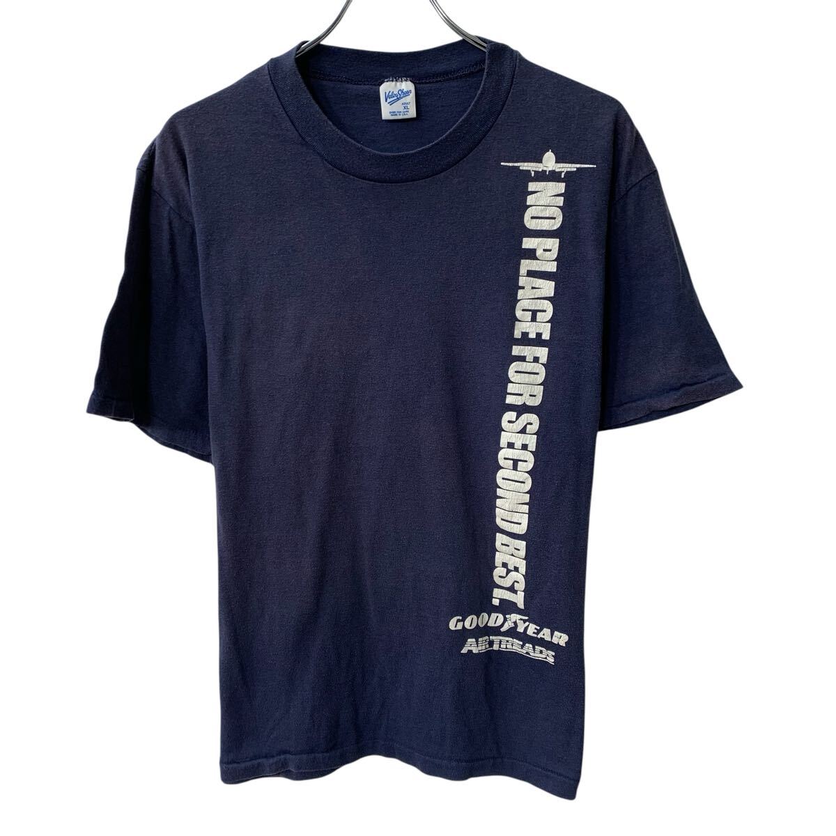 Rakuten - 【中古】【古着】 80s USA製 Velva Sheen 半袖 プリントTシャツ XL ネイビー プルオーバー 80年代 コットンポリ カットソー 夏物 a806-5395