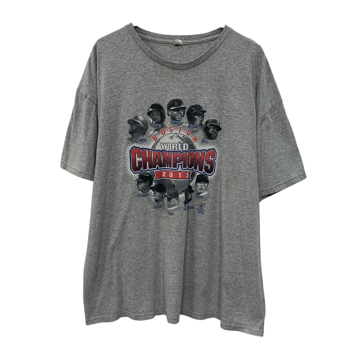 Soft Cotton Jumper - 【中古】【古着】 DELTA 半袖 プリントTシャツ 2XL グレー デルタ プルオーバー ビッグプリント カットソー ボストン・レッドソックス 夏物 a806-5437