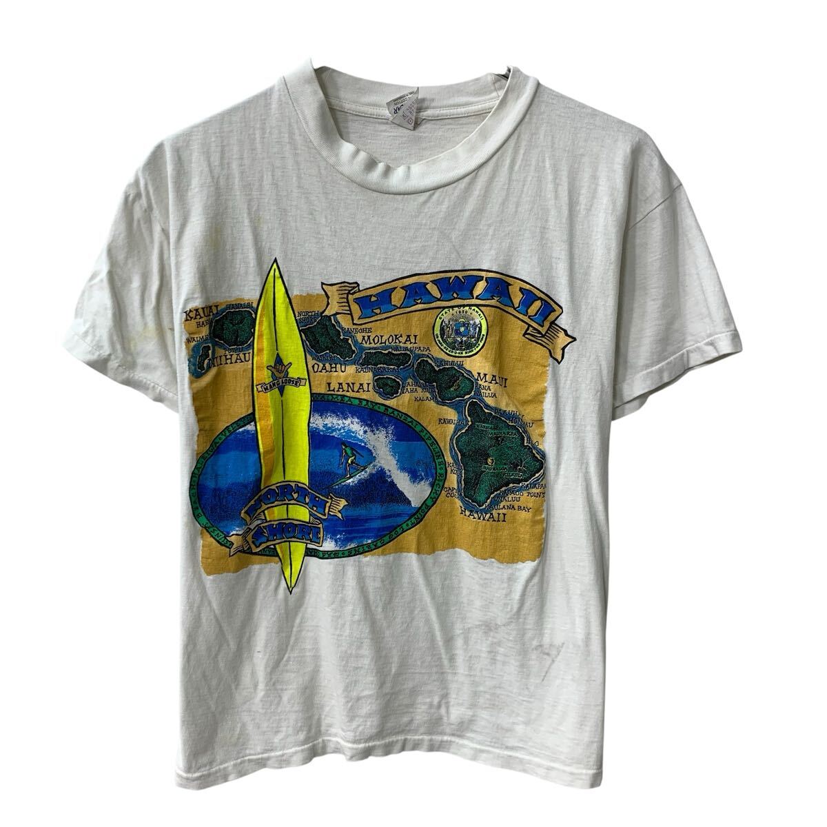 Rakuten - 【中古】【古着】 90s BIG BEAR 半袖 プリントTシャツ M ホワイト プルオーバー 90年代 ビッグプリント コットン カットソー 夏物 a806-5596