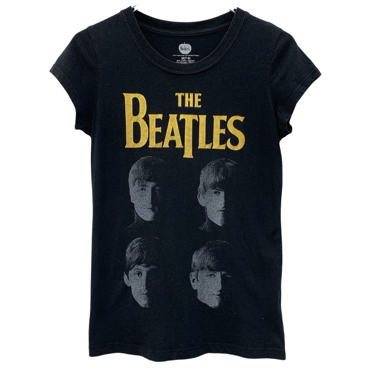 【中古】【古着】 THE BEATLES 半袖 バンドTシャツ M キッズ ブラック ビートルズ プルオーバー ビッグプリント バンT グラフィック 夏物 a806-5656