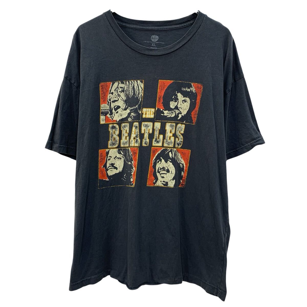 【中古】【古着】 THE BEATLES 半袖 バンドTシャツ XL グレー ビートルズ プルオーバー ビッグプリント カットソー バンT グラフィックT 夏物 a806-5774