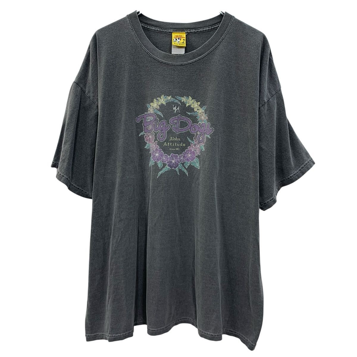  〜00s BIG DOGS 半袖 プリントTシャツ XL〜 グレー ビッグドック プルオーバー ビッグプリント 〜00年代 カットソー 夏物 a806-5784