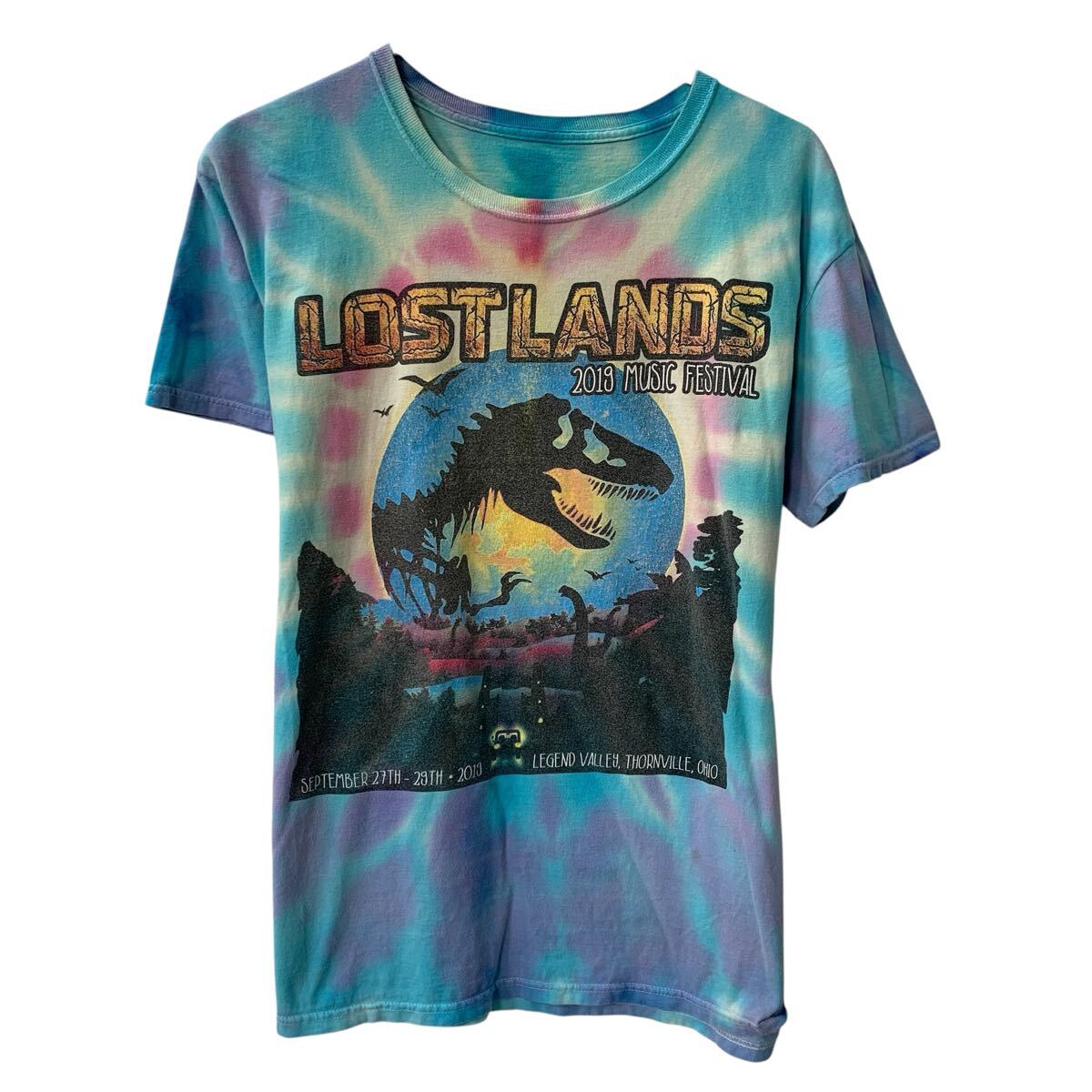  Lost Lands Music Festival 半袖 バンドTシャツ L〜 ライトブルー プルオーバー ビッグプリント タイダイ バンT カットソー 夏物 a806-5961