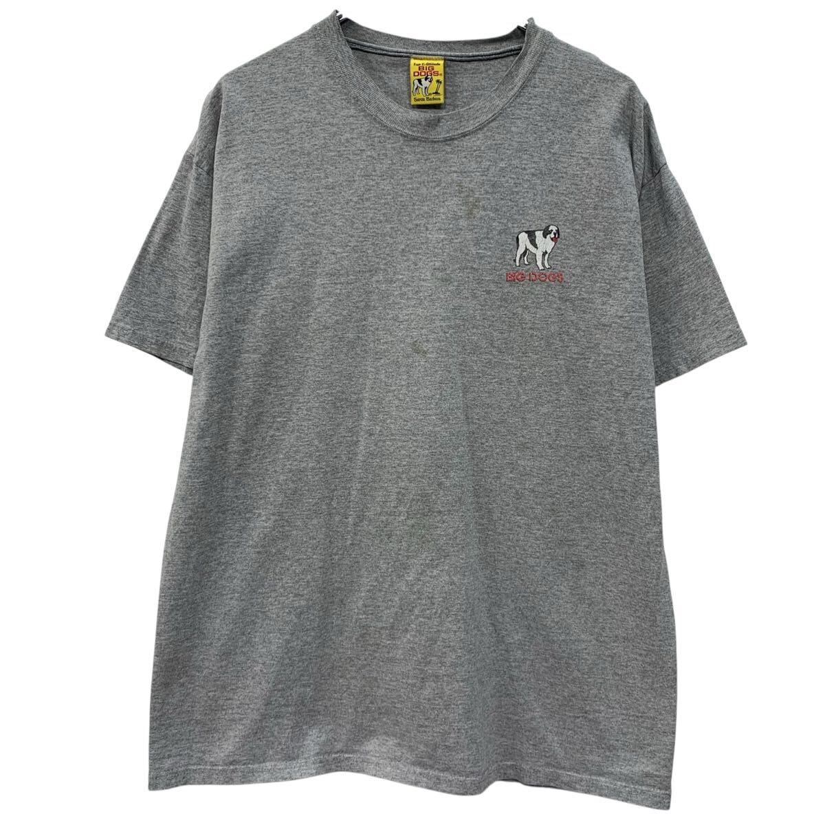  〜00s メキシコ製 BIG DOGS 半袖 プリントTシャツ LARGE グレー ビッグドック プルオーバー 〜00年代 両面プリント 夏物 a806-6074