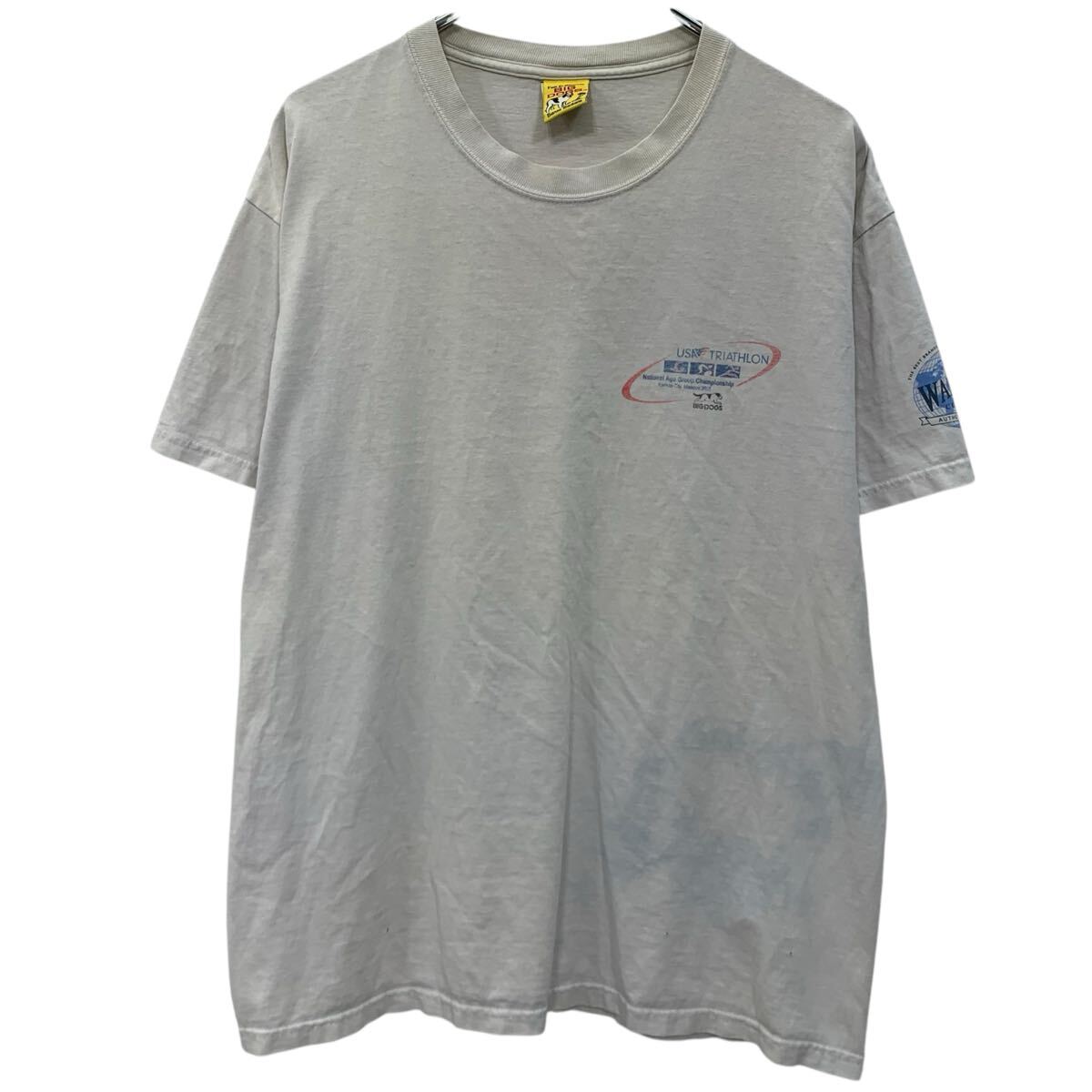  〜00s メキシコ製 BIG DOGS 半袖 プリントTシャツ LARGE ホワイト ビッグドック プルオーバー 〜00年代 カットソー 夏物 a806-6076