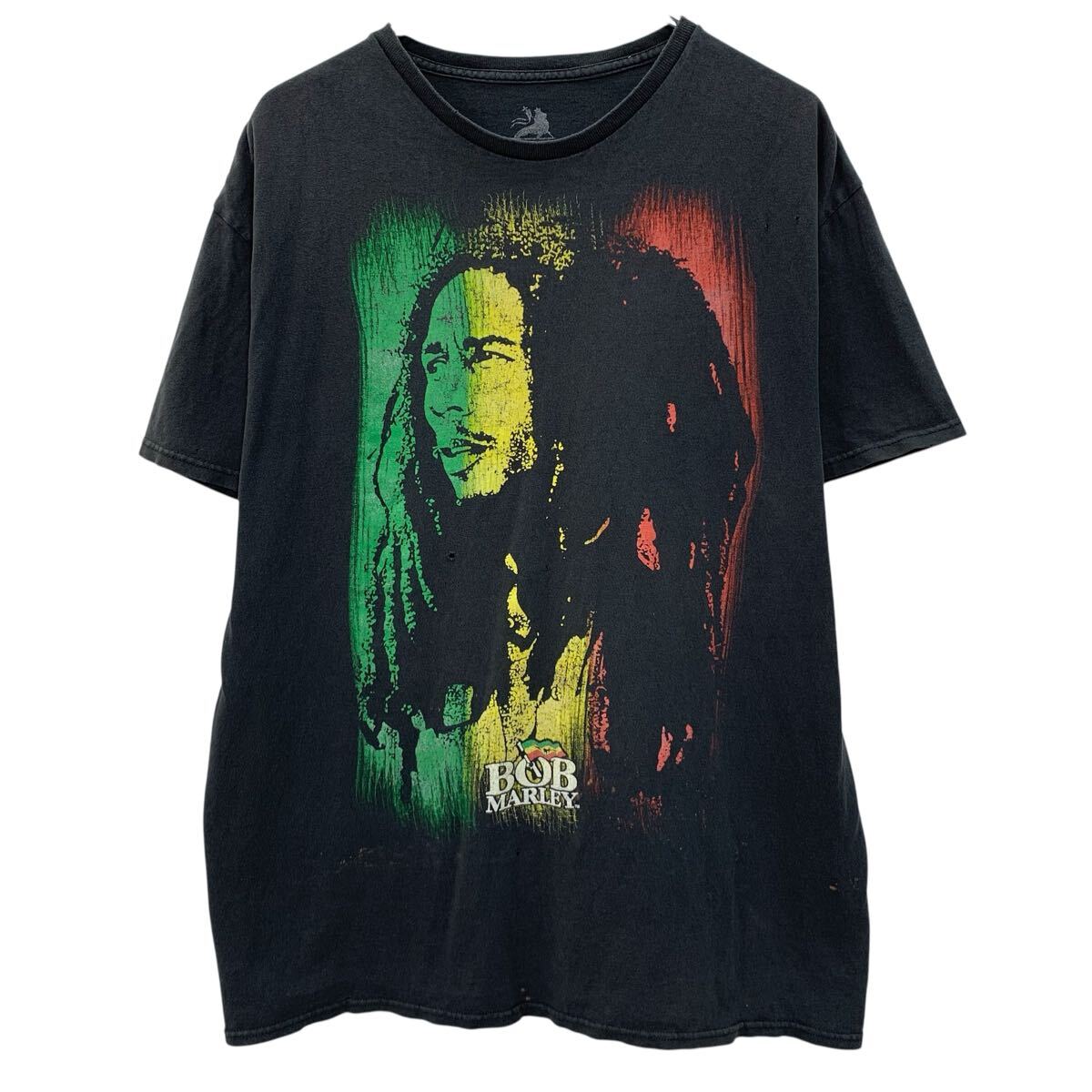 【中古】【古着】 Zion Rootswear BOB MARLEY 半袖 バントTシャツ XL ブラック ボブマーリー プルオーバー ビッグプリント レゲエ カットソー 夏物 a806-6321