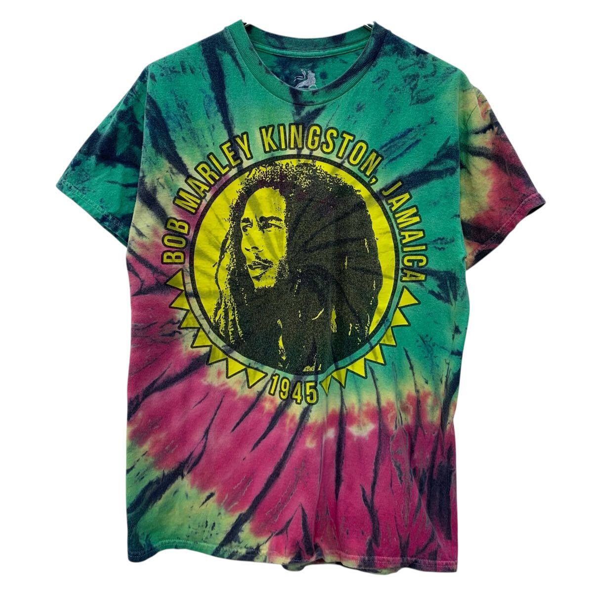 【中古】【古着】 Zion Rootswear BOB MARLEY 半袖 バントTシャツ M タイダイ ボブマーリー プルオーバー ビッグプリント レゲエ カットソー 夏物 a806-6323