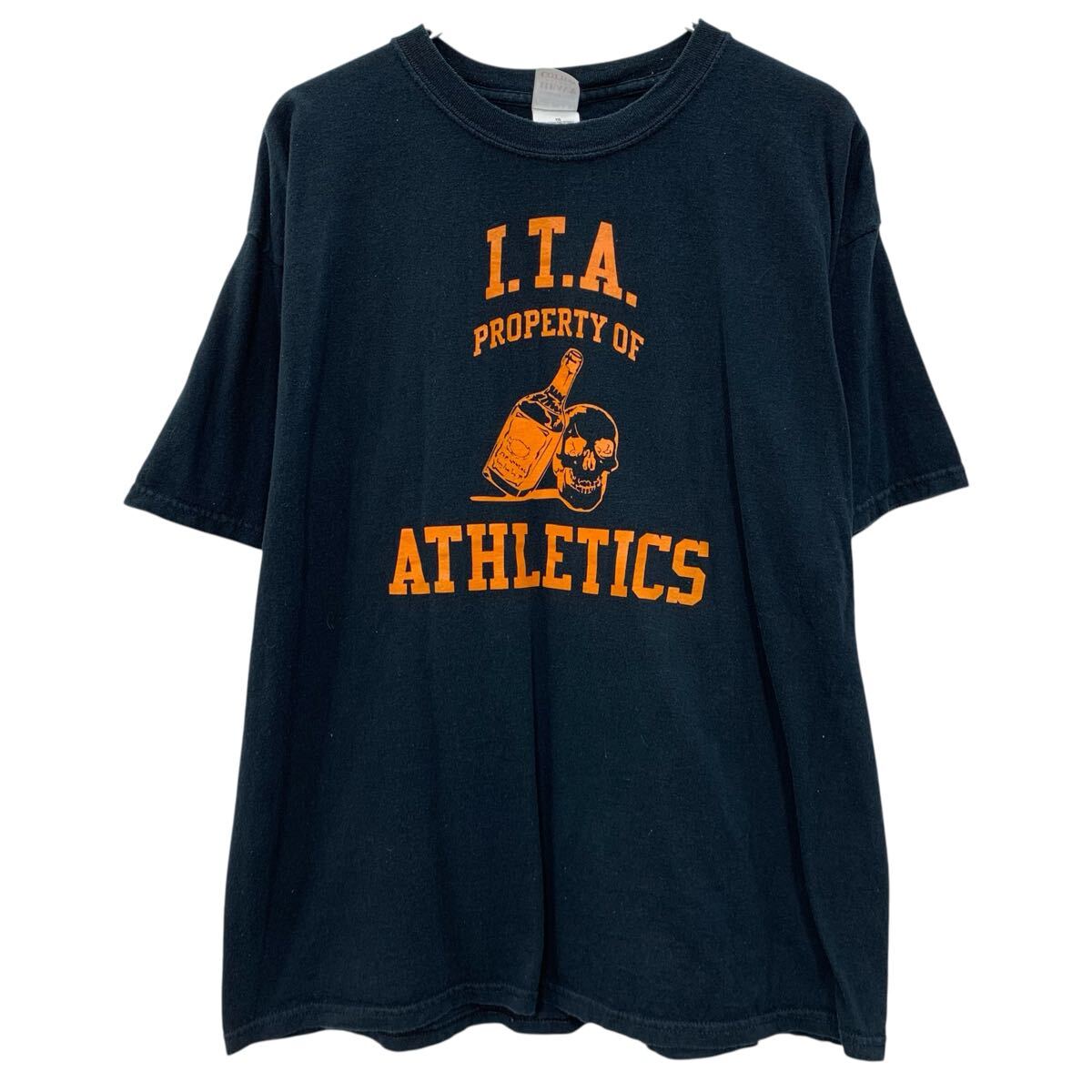 Rakuten - 【中古】【古着】 GILDAN 半袖 プリントTシャツ XL ブラック オレンジ ギルダン プルオーバー ビッグプリント 両面プリント 背番号 夏物 a806-6605