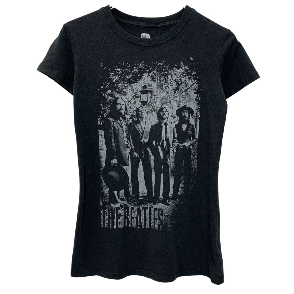 【中古】【古着】 THE BEATLES 半袖 バンドTシャツ L レディース ブラック ビートルズ プルオーバー ビッグプリント バンT バンドT 夏物 a806-6619