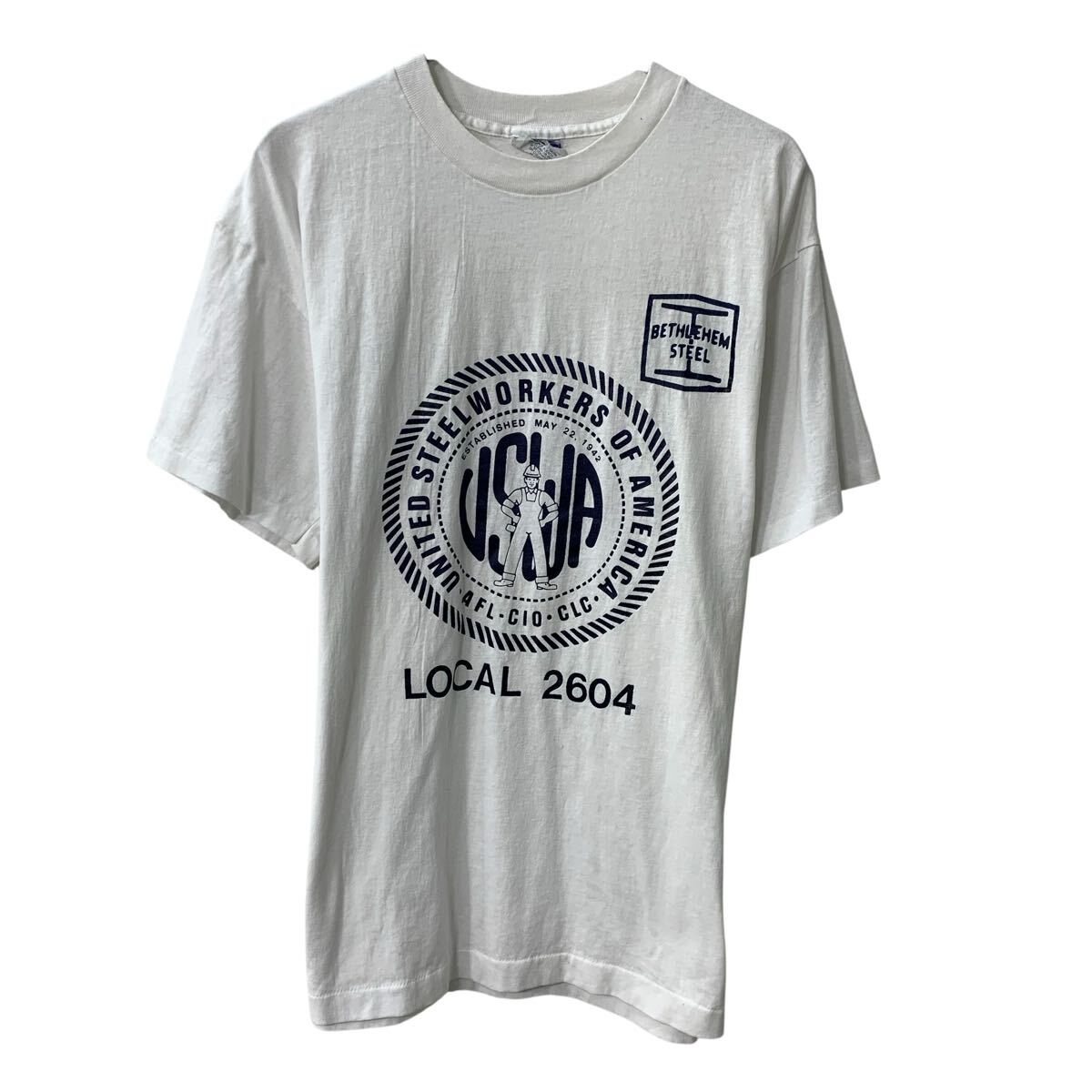  90s USA製 SPECTATOR Sportswear 半袖 プリントTシャツ XL ホワイト 90年代 ビッグプリント コットンポリ カットソー 夏物 a806-6692