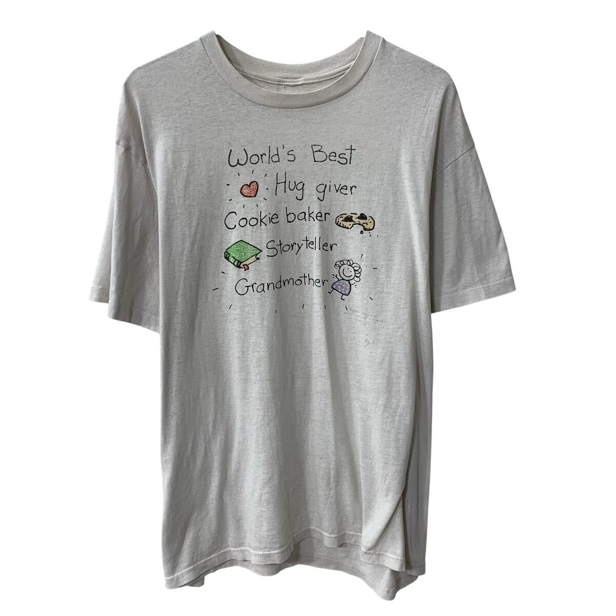 Rakuten - 【中古】【古着】 80s 半袖 プリントTシャツ L〜 ホワイト系 プルオーバー 80年代 ビッグプリント カットソー 夏物 a806-6950
