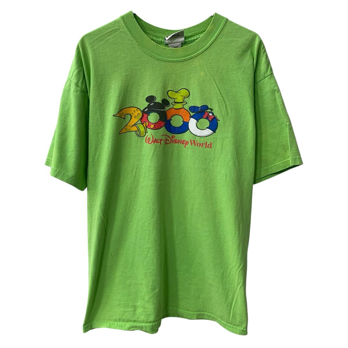  〜00s WALT Disney World 半袖 キャラクターTシャツ L ライトグリーン ディズニー プリント 〜00年代 コットン カットソー 夏物 a806-7002