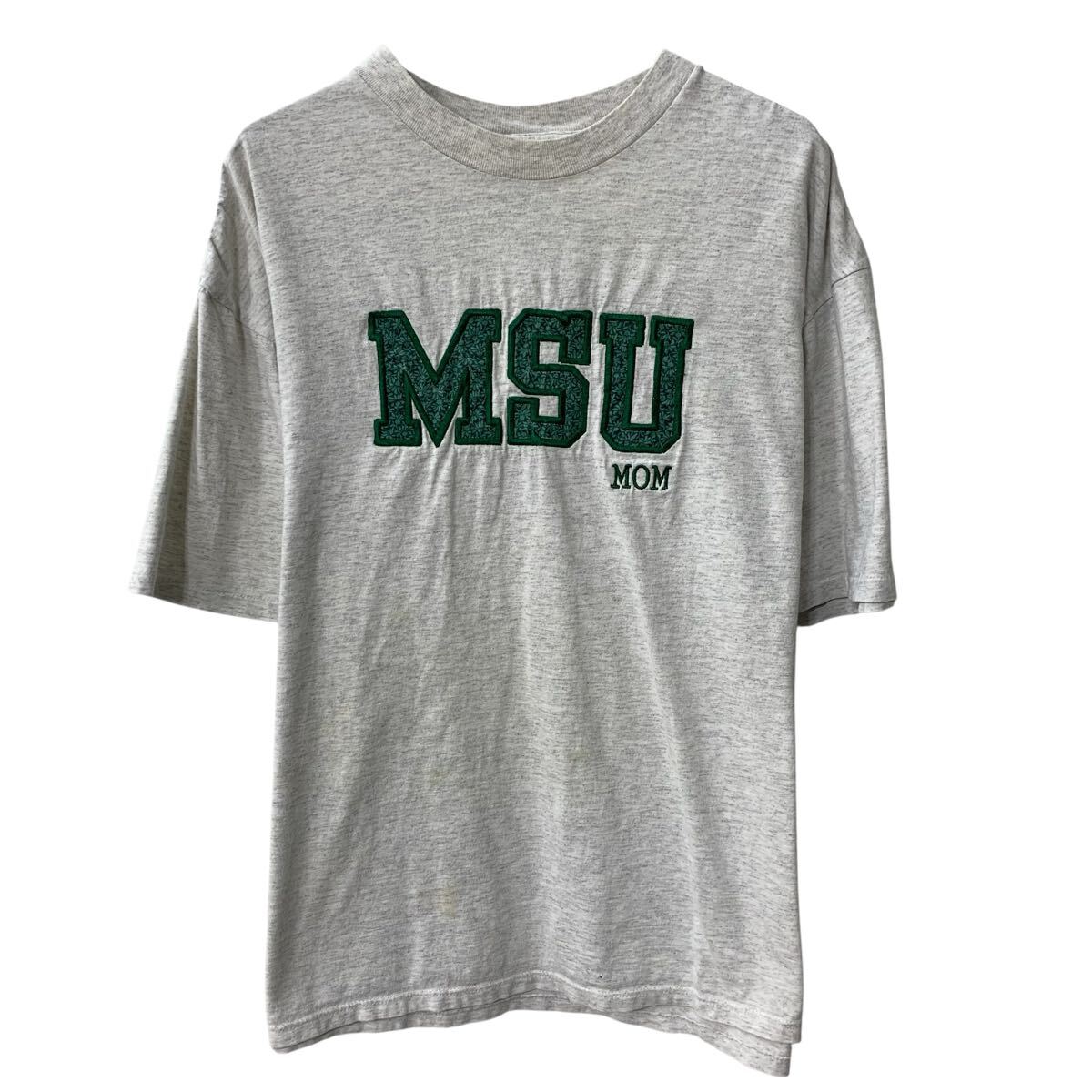  90s USA製 SOFFE SHIRTS 半袖 プリントTシャツ 2XL ライトグレー 90年代 ビックプリント コットン100 カットソー 夏物 a807-5833