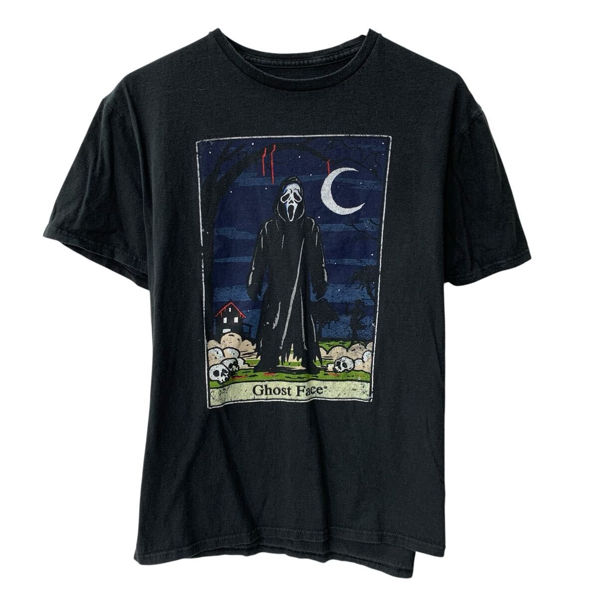  Ghost Face THE ICON OF HALLOWEEN 半袖 プリントTシャツ L ブラック プルオーバー ビックプリント コットン100 カットソー 夏物 a807-5992