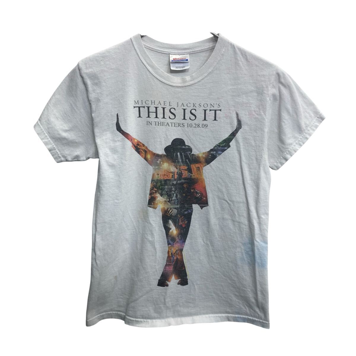 【中古】【古着】 00s Hanes Michael Jackson 半袖 プリントTシャツ S ホワイト ヘインズ マイケル・ジャクソン THIS IS IT アーティスト a807-6791
