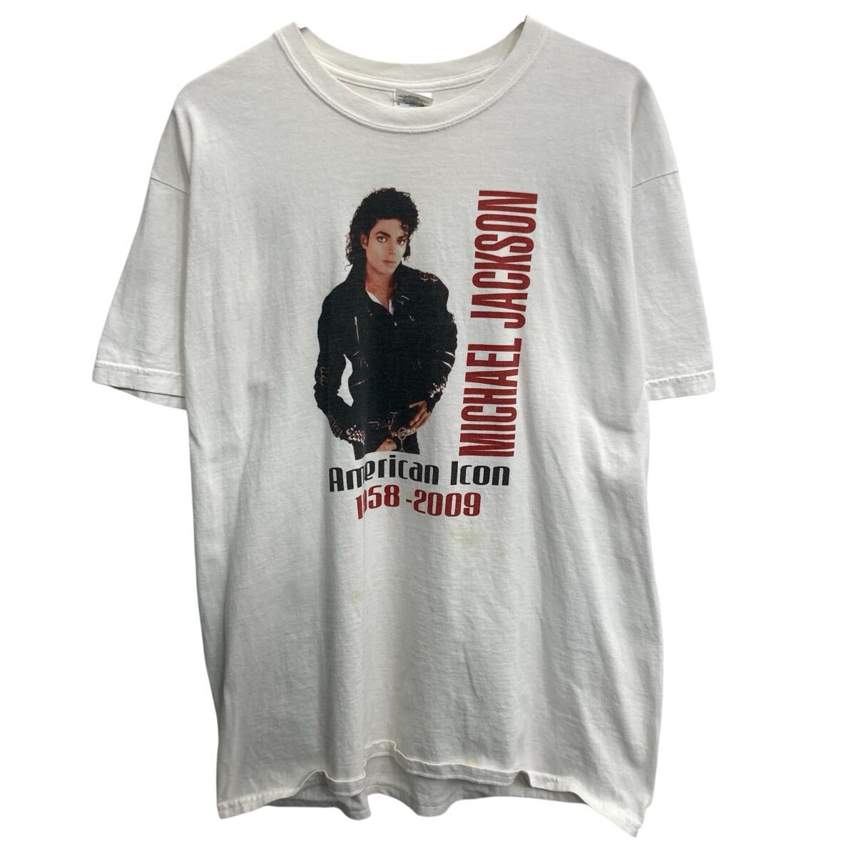 【中古】【古着】 00s GILDAN Michael Jackson 半袖 プリントTシャツ L ホワイト マイケルジャクソン 00年代 アーティスト フォトプリント 夏物 a808-5009