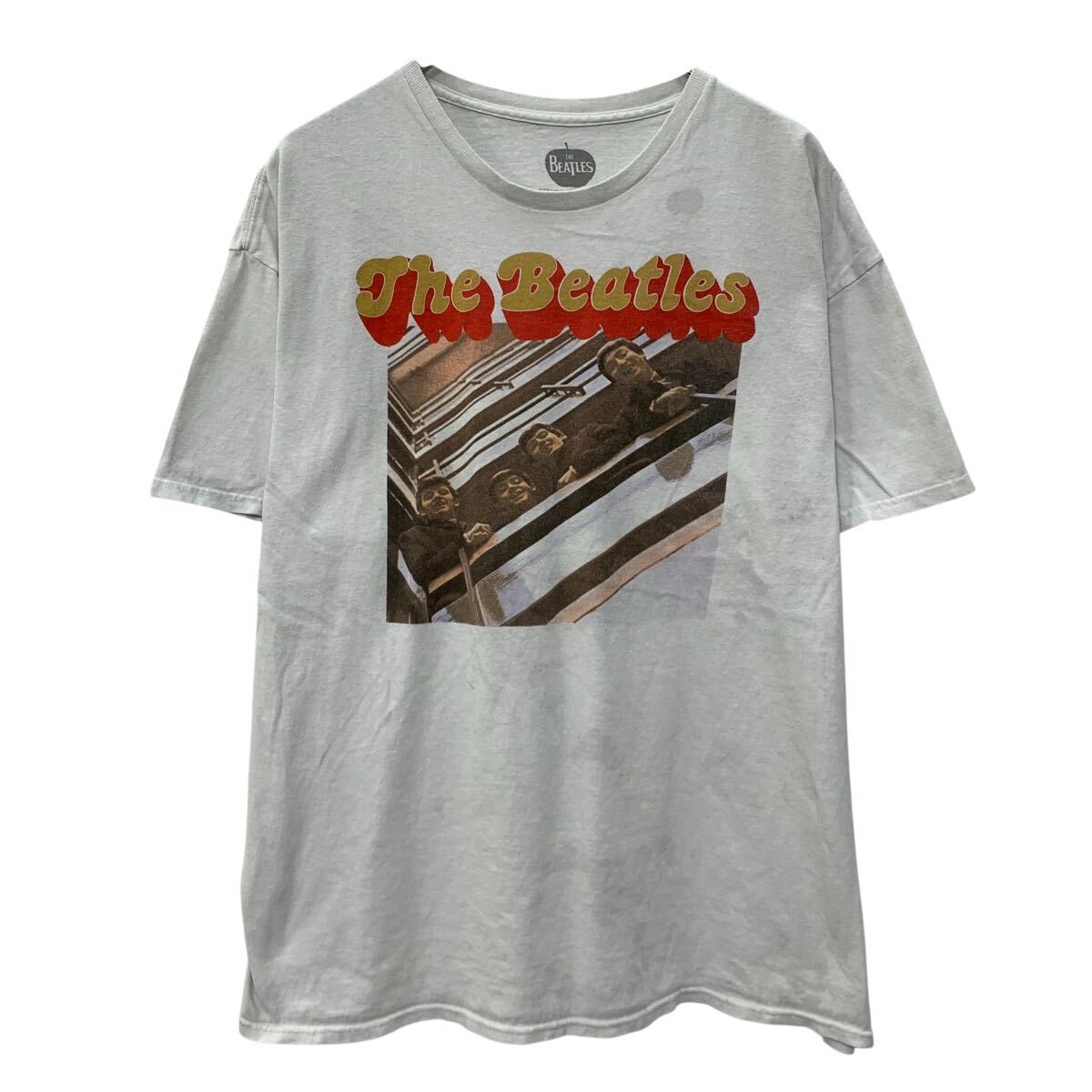 【中古】【古着】 THE BEATLES 半袖 バンドTシャツ XL ホワイト ビートルズ フォトプリント バンT バンドT ビッグプリント カットソー 夏物 a808-5454