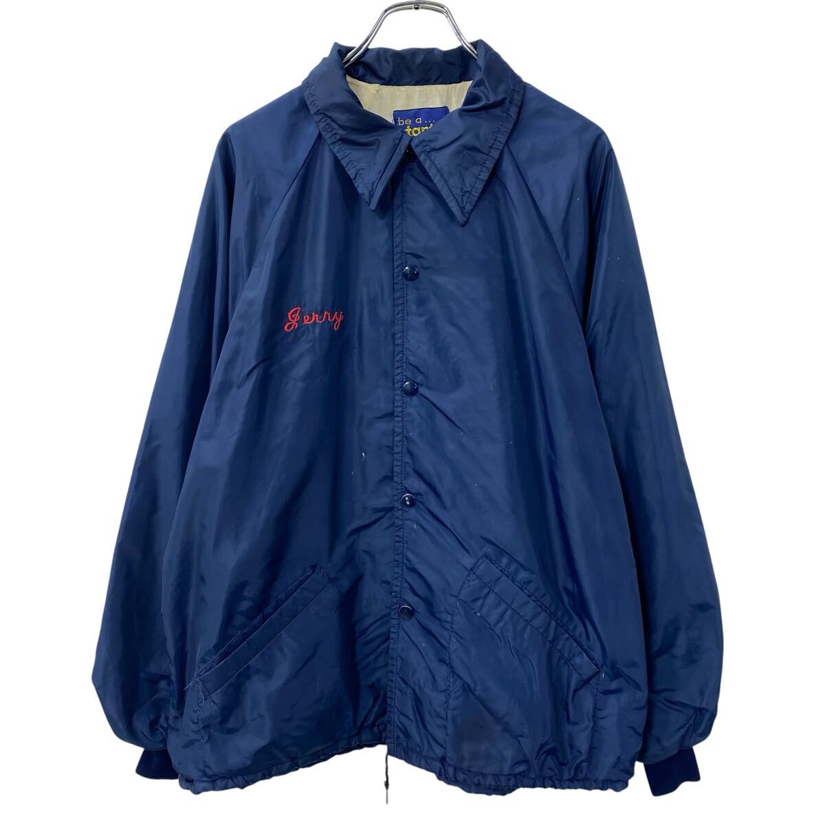 【中古】【古着】 70s Vintage STARTER コーチジャケット L ネイビー スターター スナップボタン 70年代 初期タグ ヴィンテージ 春秋物 a809-5839