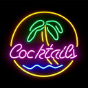 【全品ポイント最大23倍！11日01:59まで※要エントリー】ネオン管風 LED看板 円 cocktails カクテル ネオンサイン インテリア ディスプレイ 雑貨 BAR バー 店舗 【NK-20】