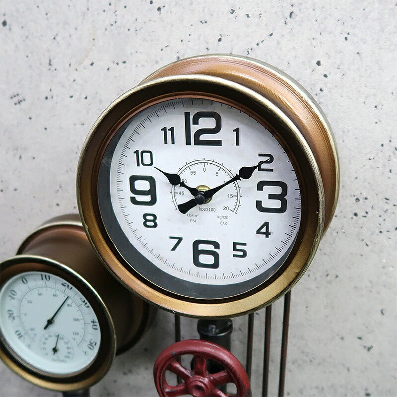 【全品最大P14倍●20日まで】ウォールクロック 壁掛け時計 水道管 アンティーク インダストリアル レトロ ヴィンテージ 男前 おしゃれ カフェ 店舗 BT-92 [2]